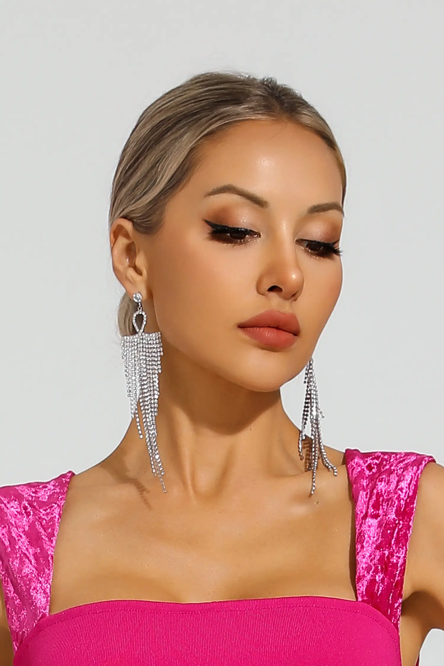 Arlene Silver Diamond Earrings-CATCHALL