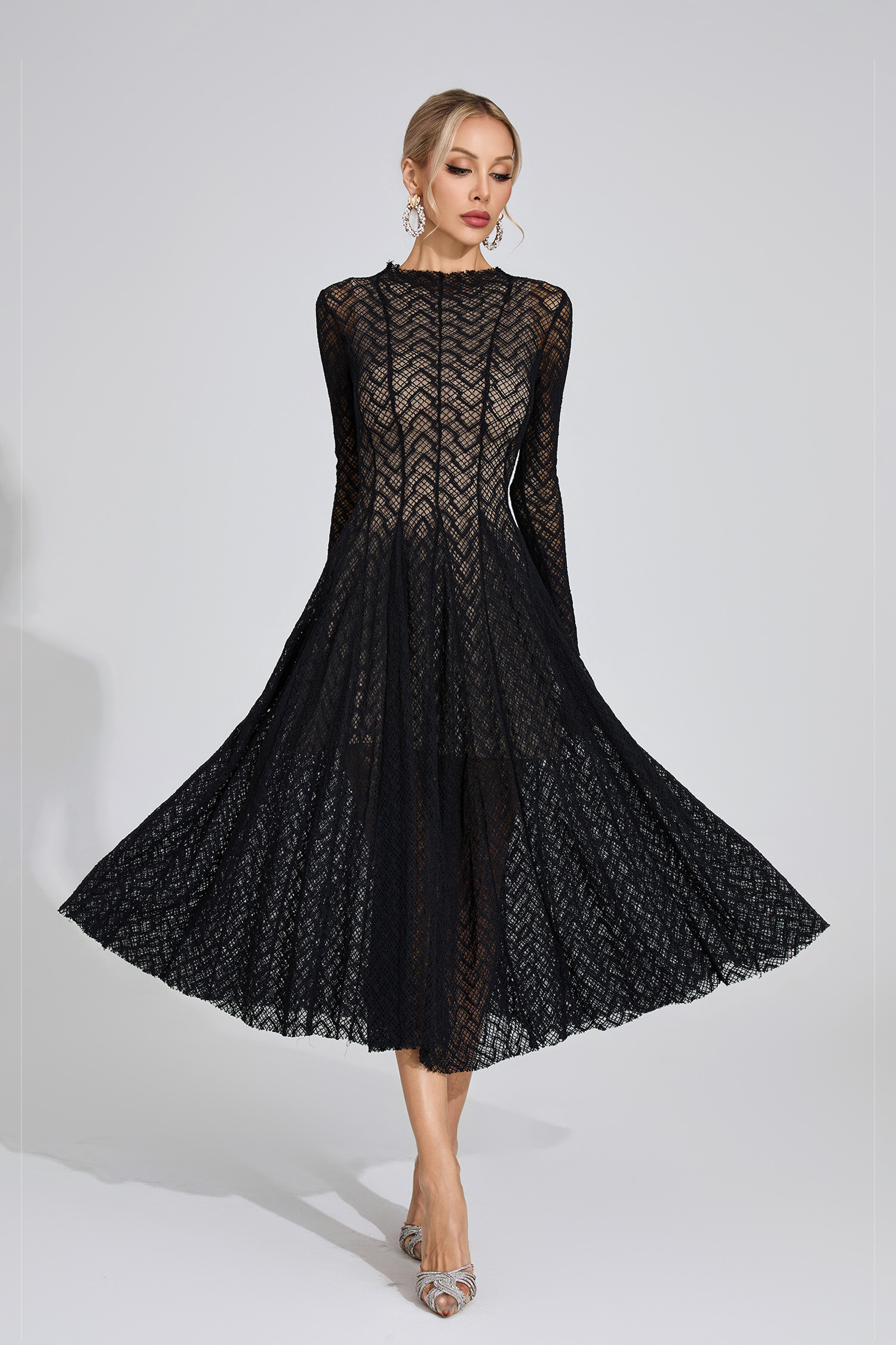 Armstrong Black Lace Long Sleeve Dress