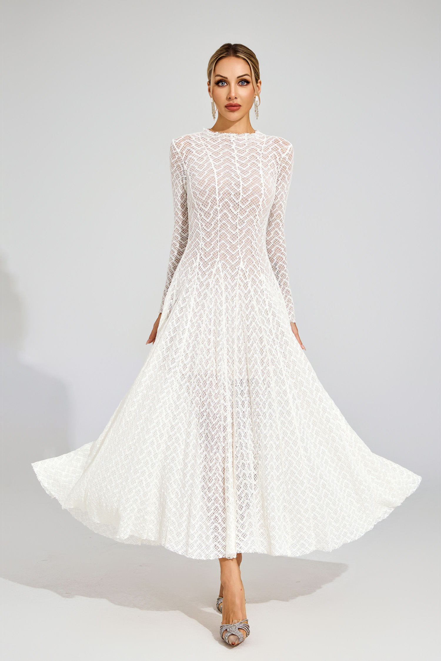 Armstrong White Lace Long Sleeve Dress