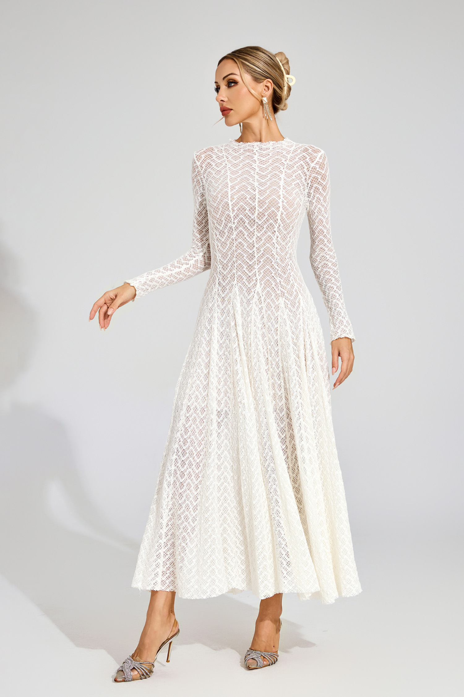 Armstrong White Lace Long Sleeve Dress