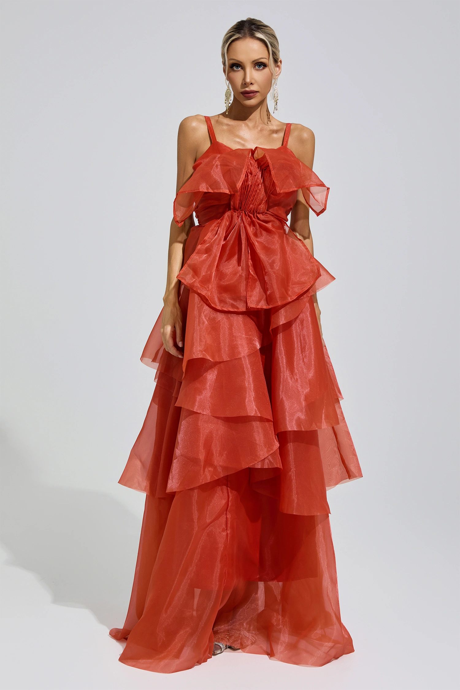 Artemisia Red Halter Ruffle Dress