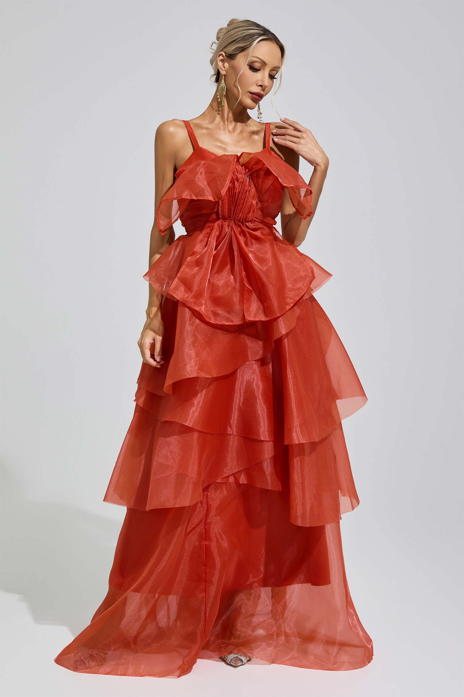 Artemisia Red Halter Ruffle Dress