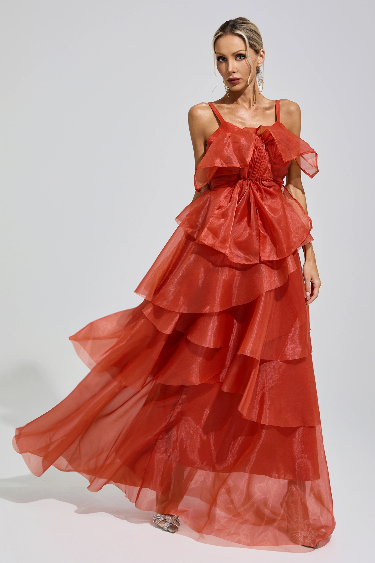 Artemisia Red Halter Ruffle Dress