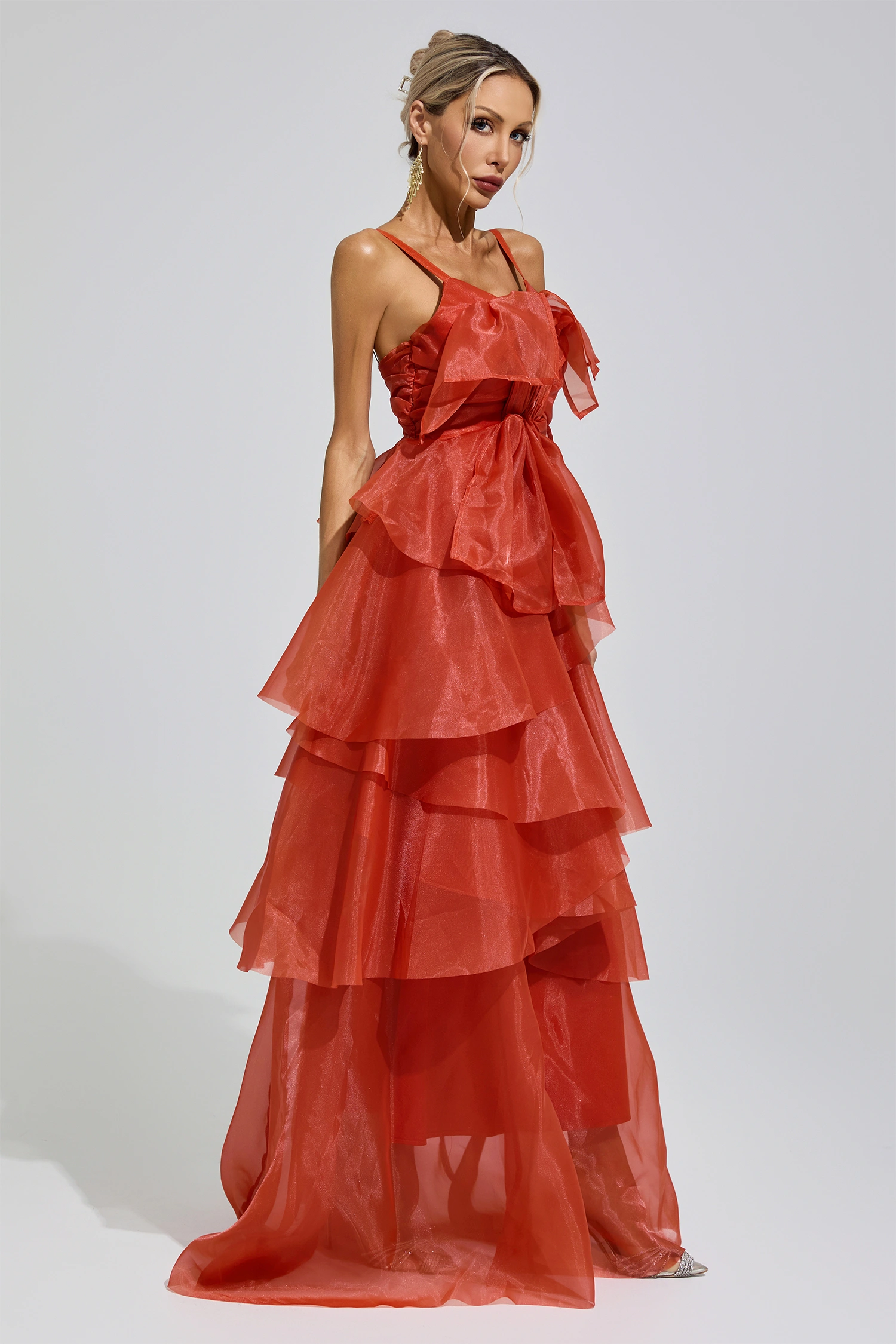 Artemisia Red Halter Ruffle Dress