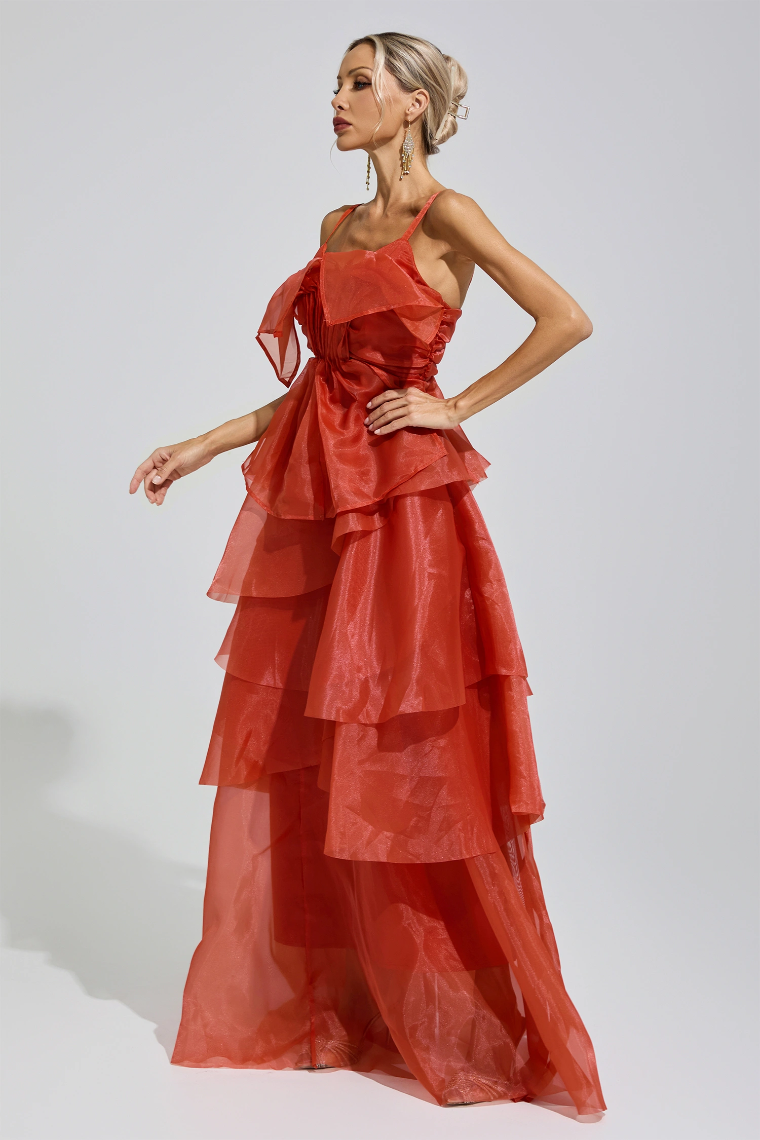 Artemisia Red Halter Ruffle Dress