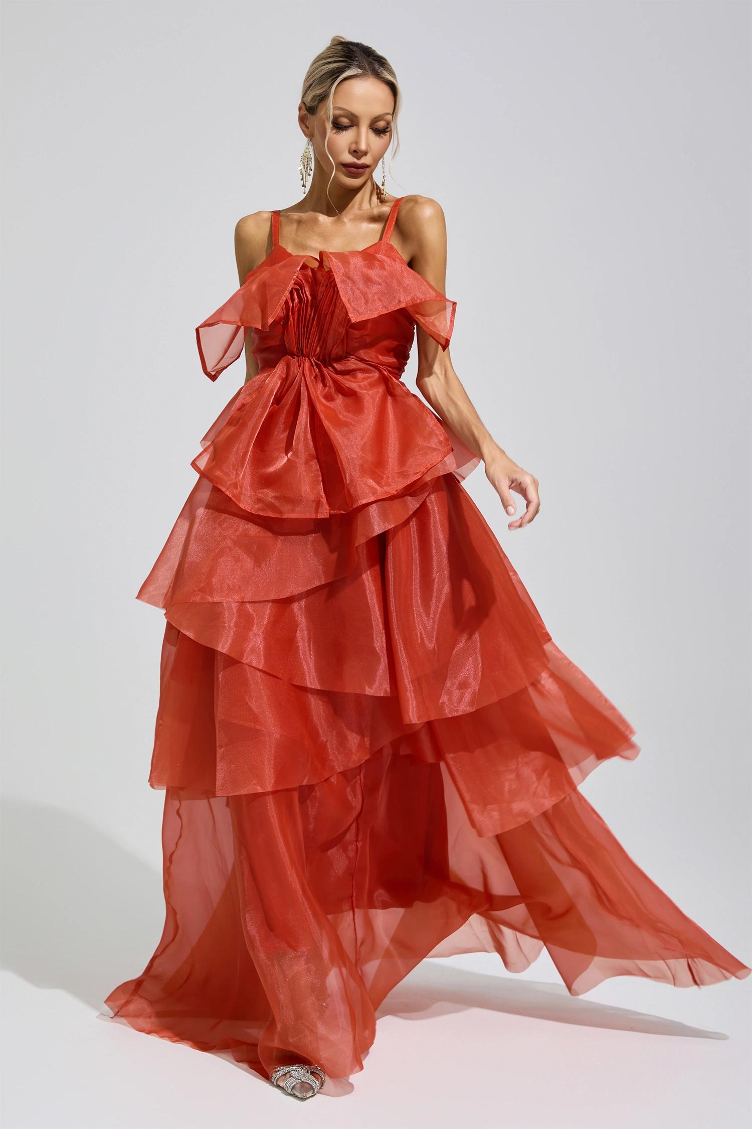 Artemisia Red Halter Ruffle Dress