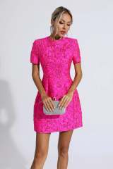 Astrid Black Jacquard Floral Mini Dress