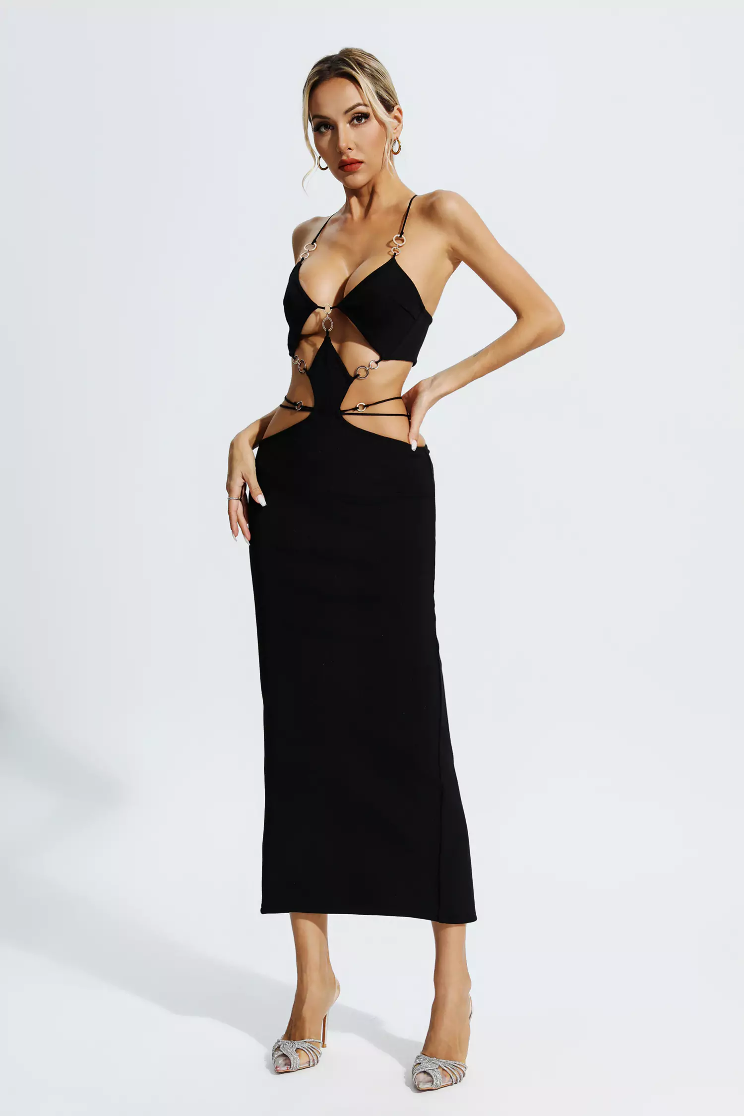 Aurelia Black Bandage Slip Maxi Dress