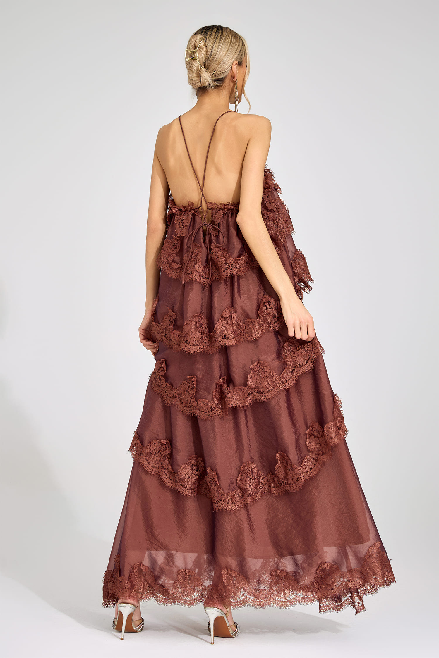 Axiom Russet Lace Maxi Dress