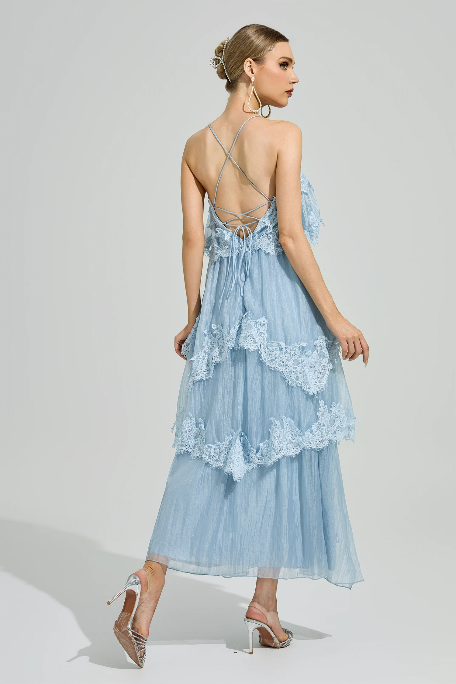 Axiom Blue Lace Maxi Dress