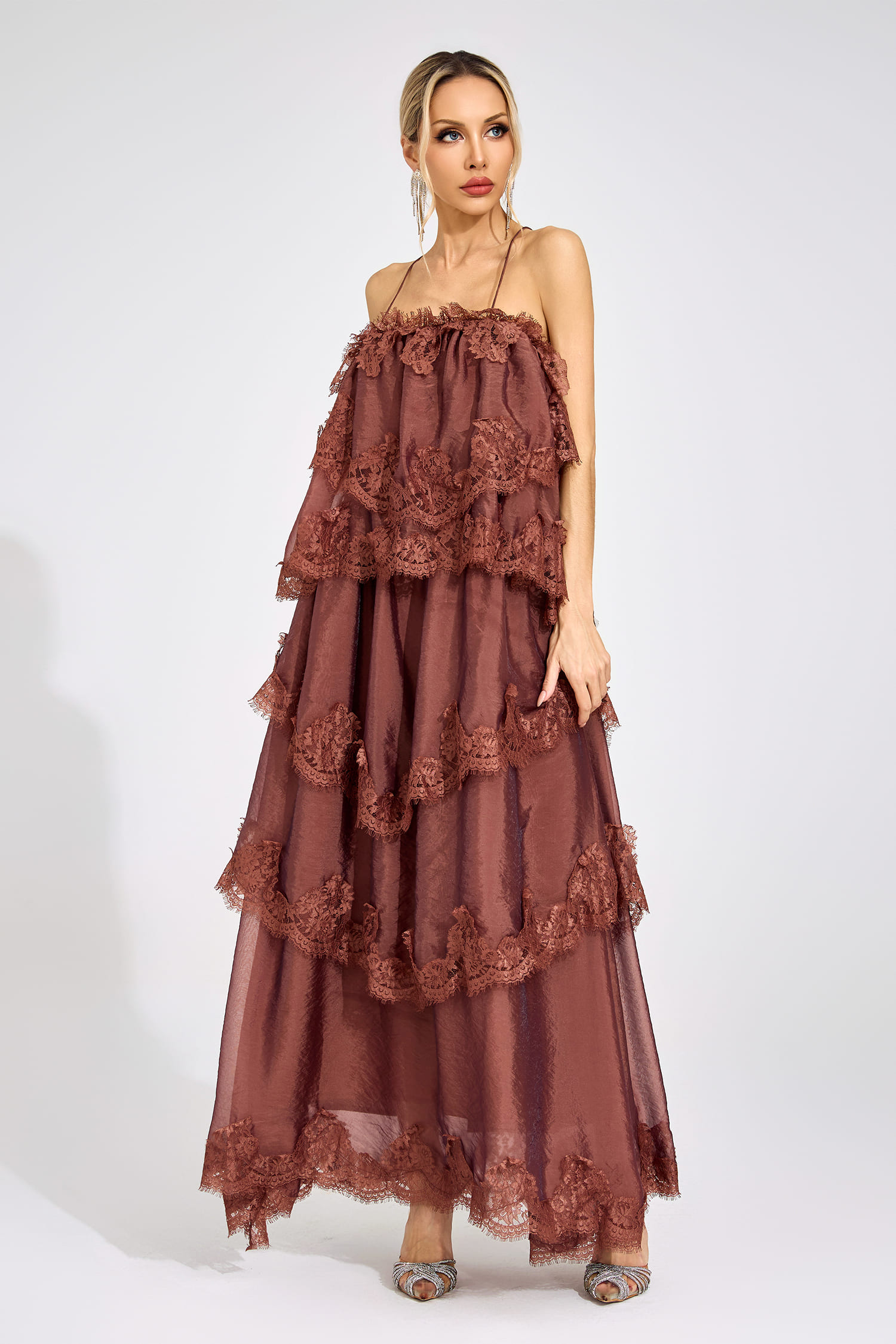 Axiom Russet Lace Maxi Dress