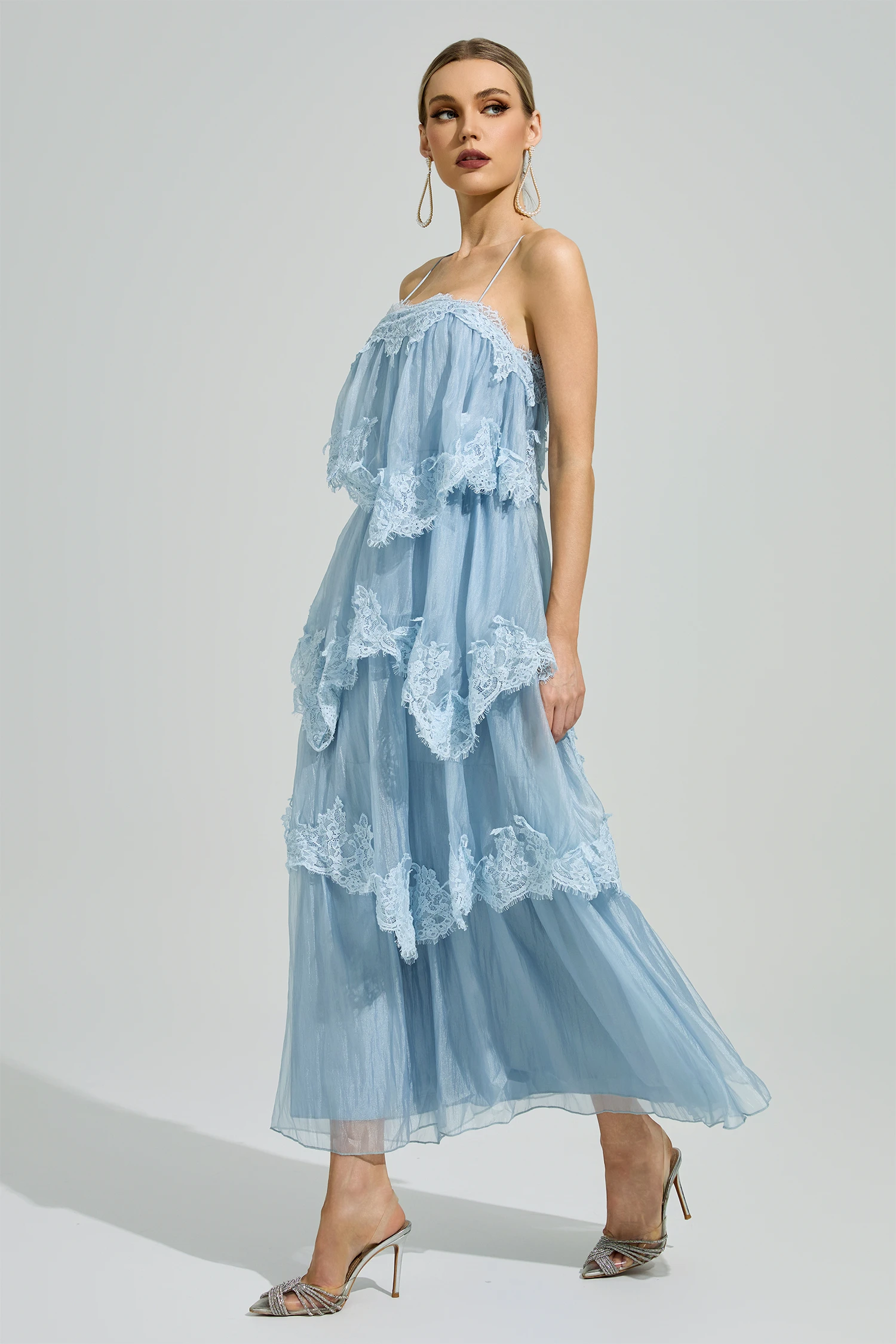 Axiom Blue Lace Maxi Dress