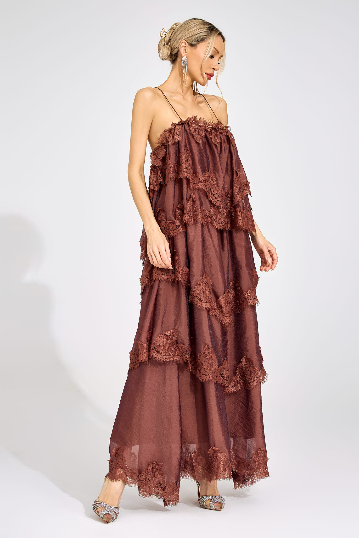 Axiom Russet Lace Maxi Dress