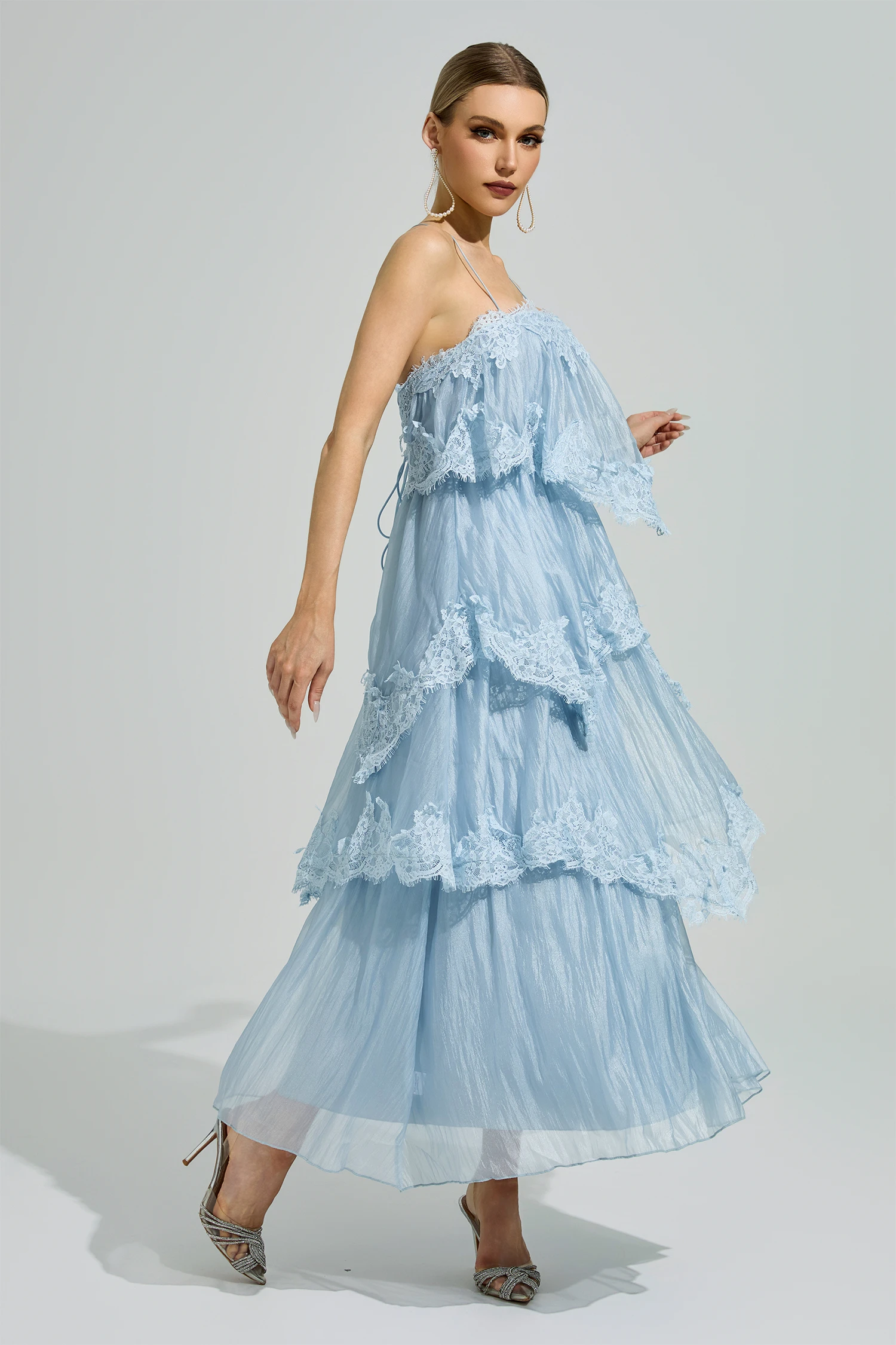 Axiom Blue Lace Maxi Dress