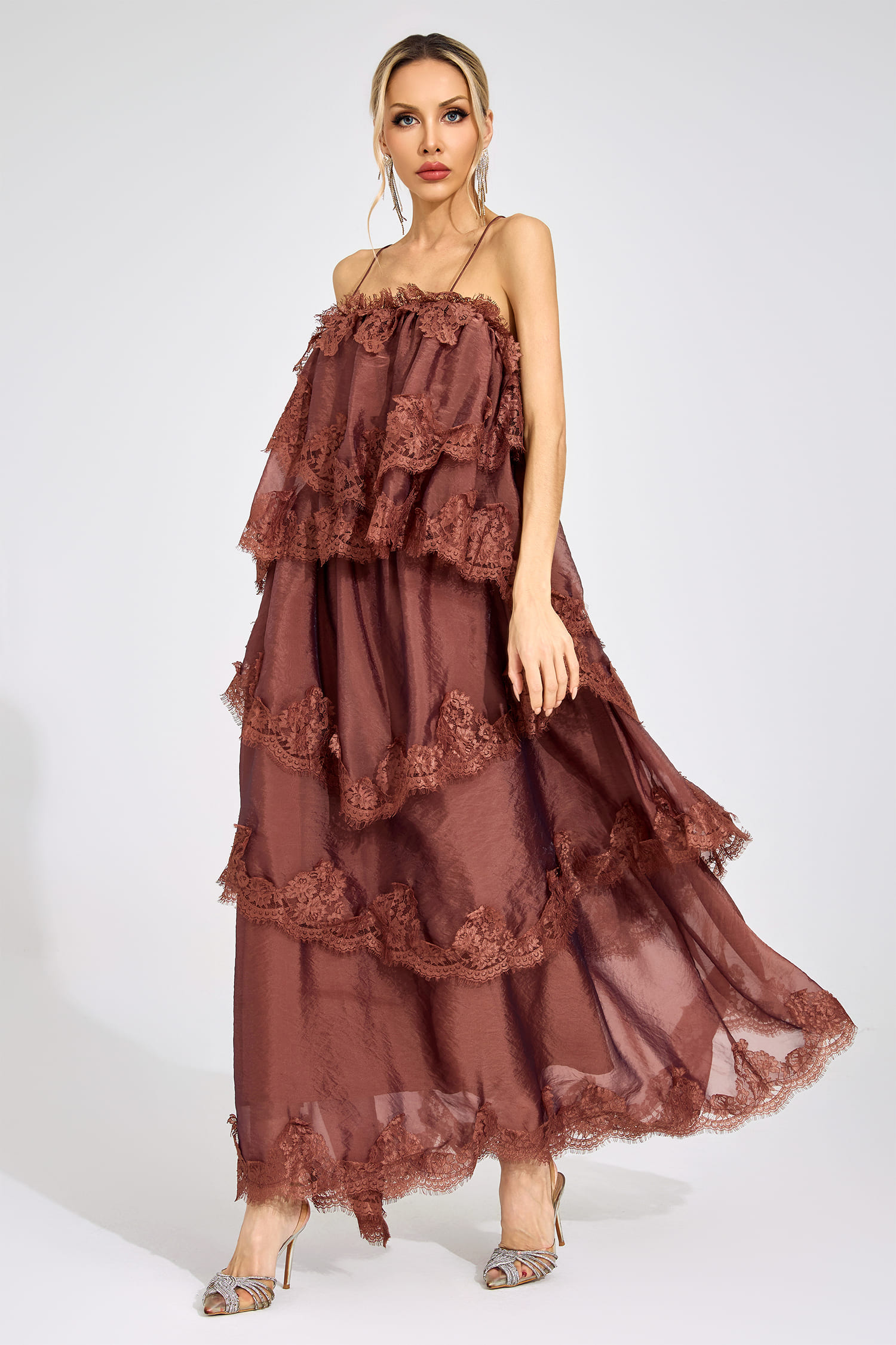 Axiom Russet Lace Maxi Dress