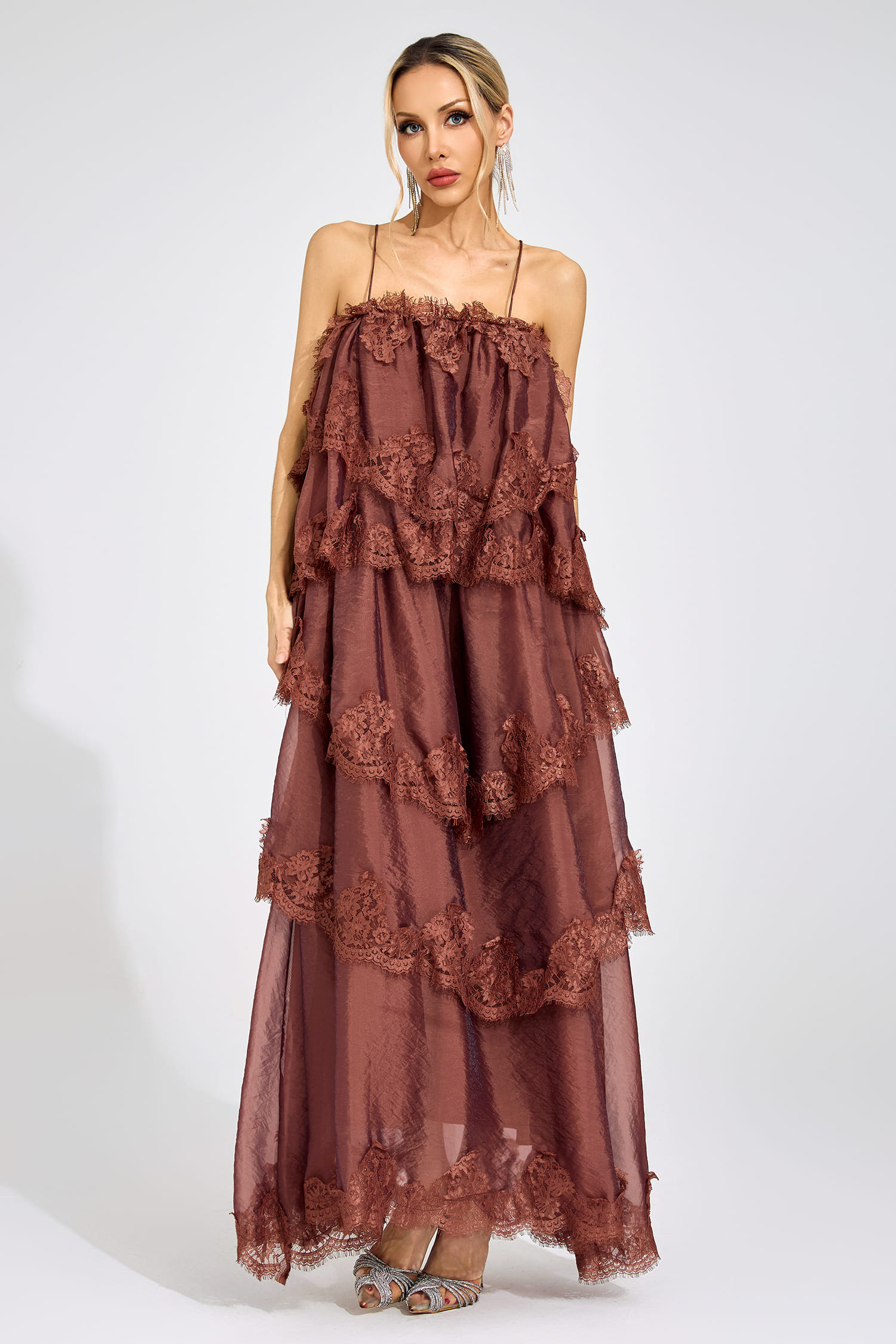 Axiom Russet Lace Maxi Dress