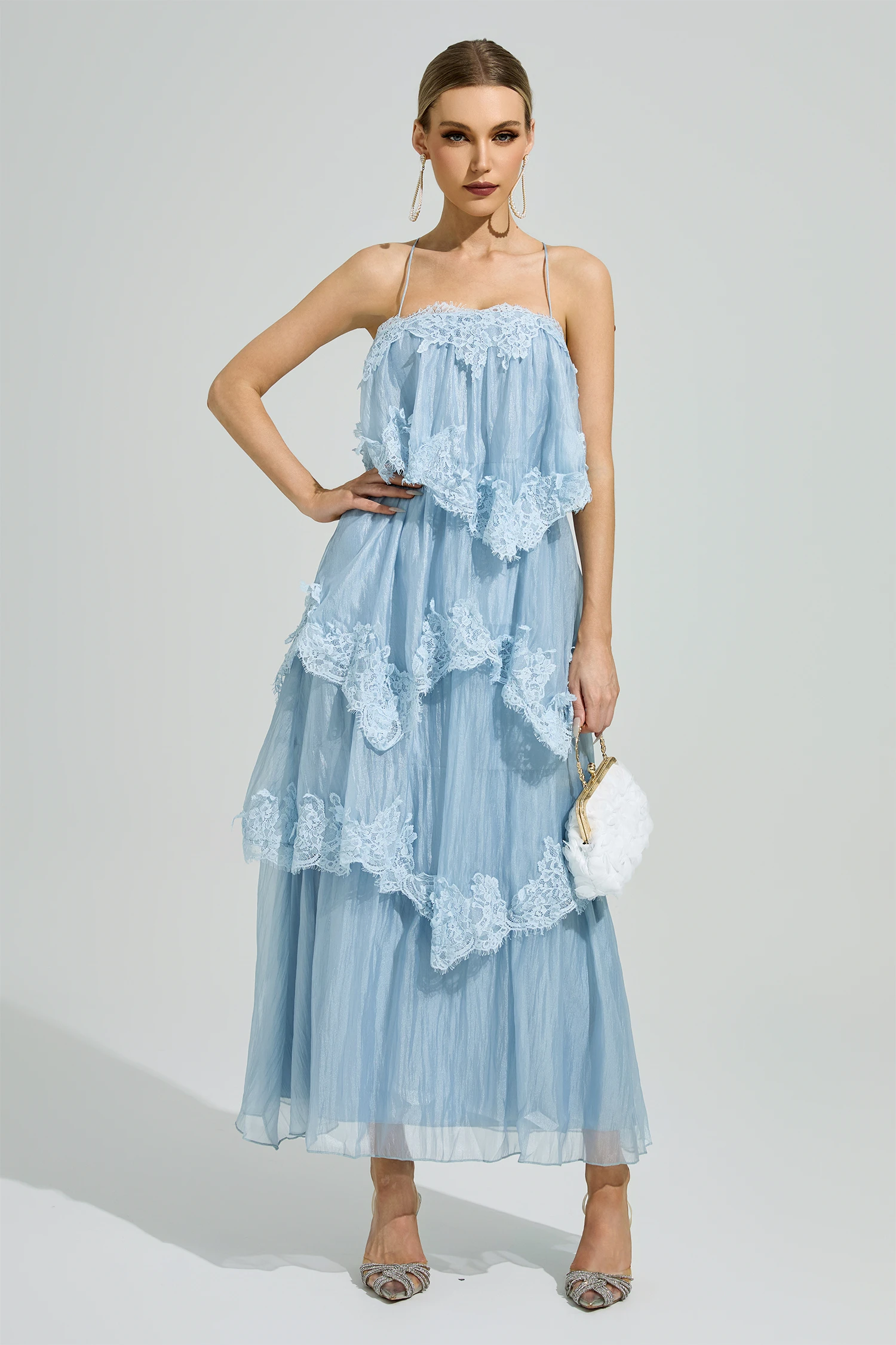 Axiom Blue Lace Maxi Dress