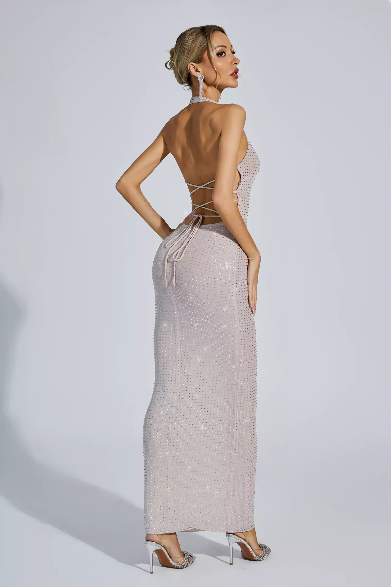 Aya Apricot Bodycon Maxi Dress-CATCHALL