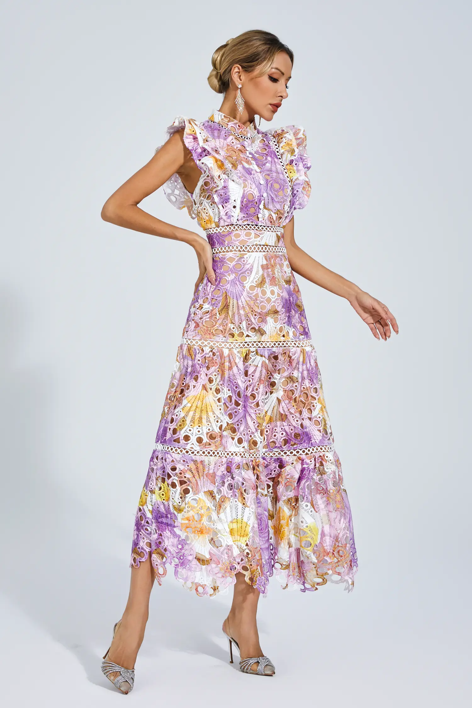 Ayleen Purple  Hollow Sleeveless Midi Dress-CATCHALL