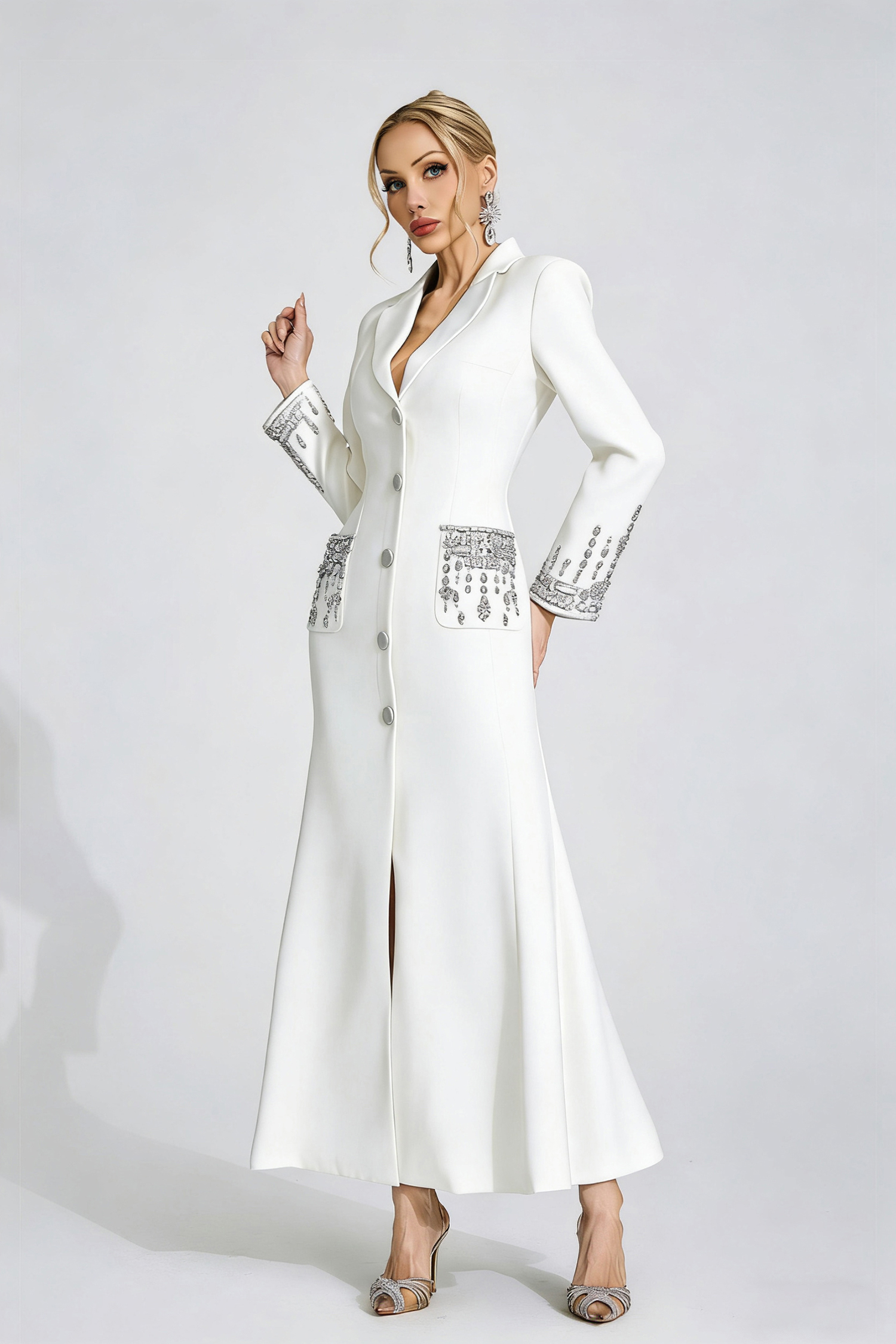 Beca White Diamond Maxi Dress