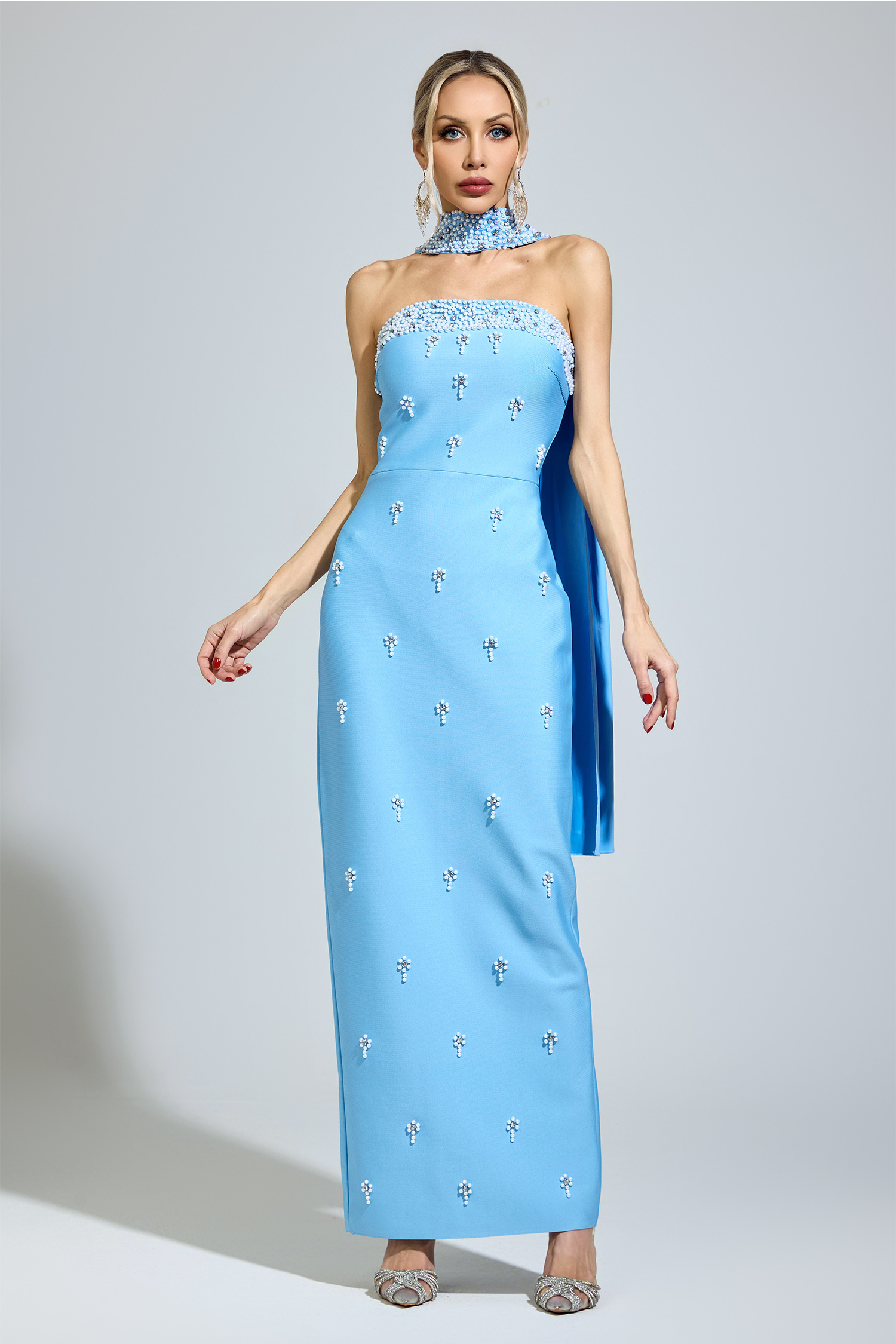 Baldwin Blue Halterneck Bandage Dress