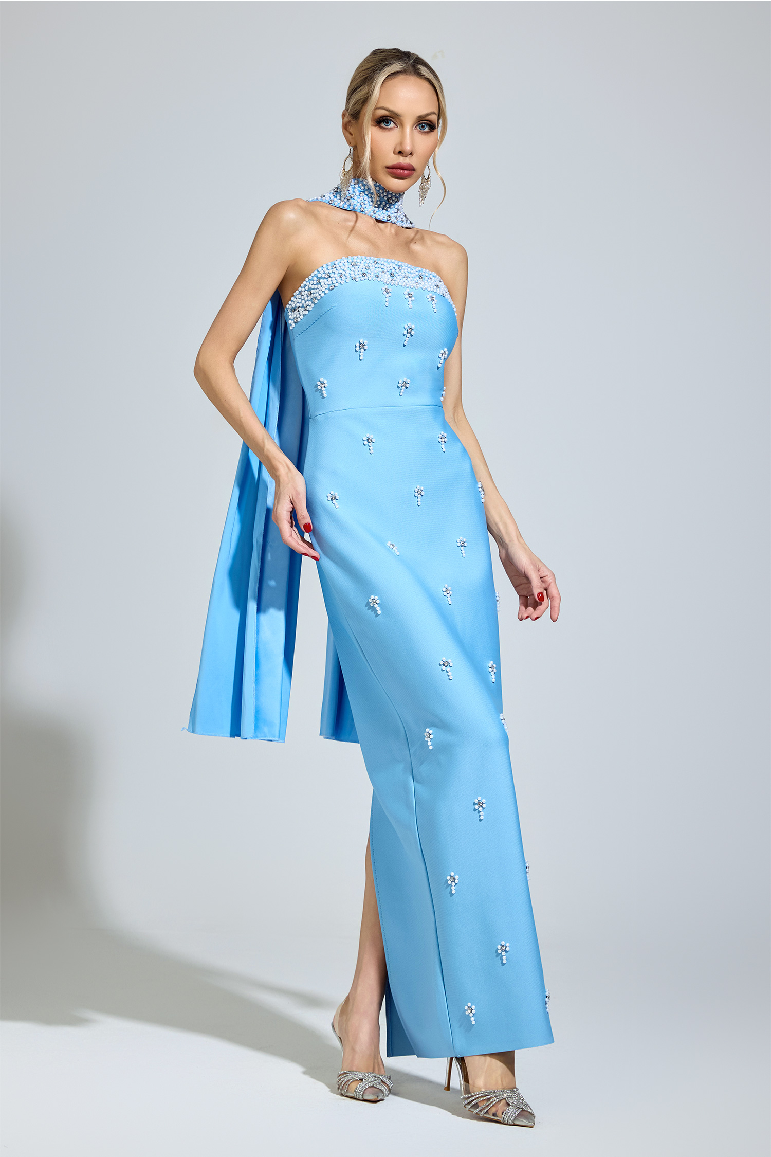 Baldwin Blue Halterneck Bandage Dress