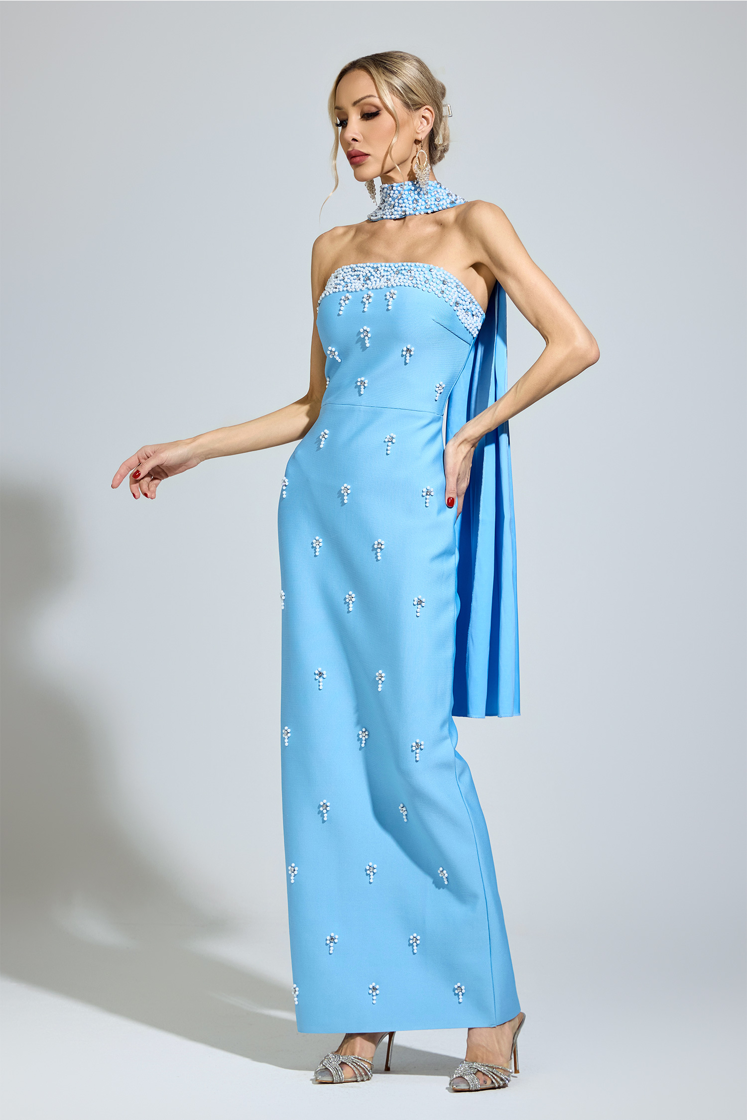 Baldwin Blue Halterneck Bandage Dress