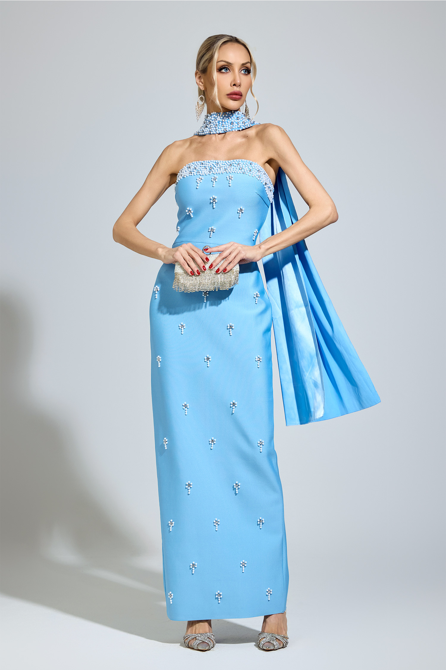 Baldwin Blue Halterneck Bandage Dress
