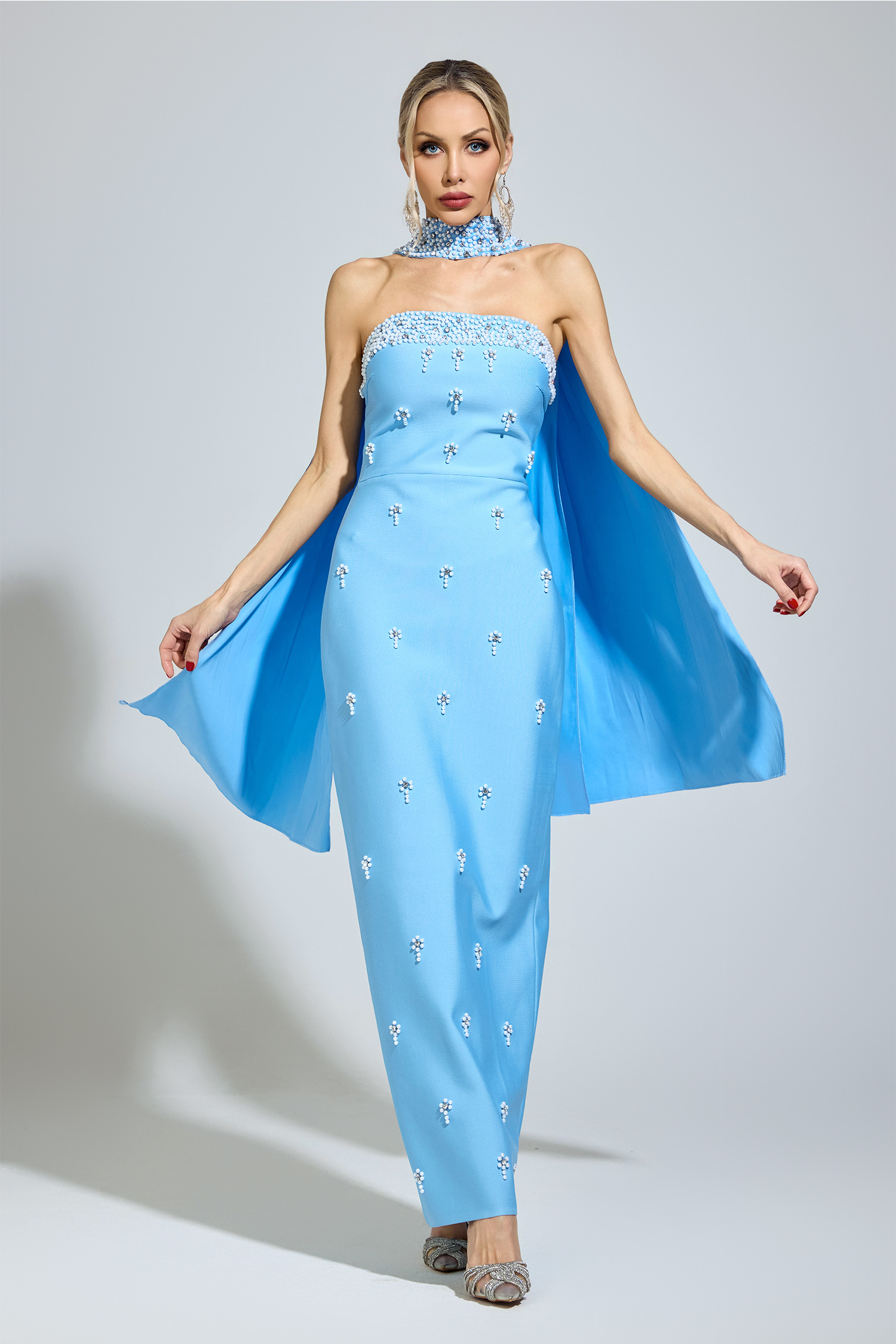 Baldwin Blue Halterneck Bandage Dress