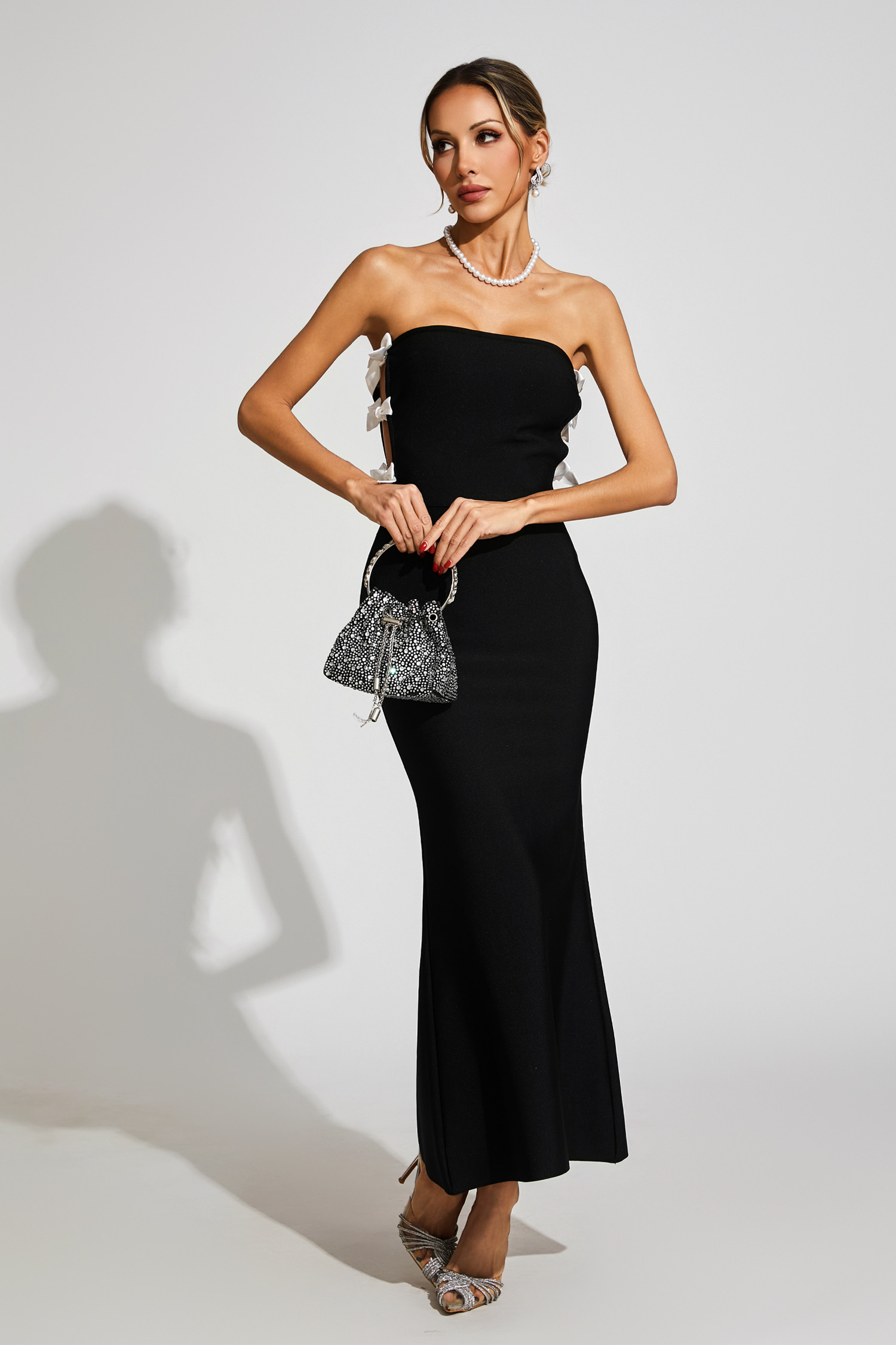 Barton Black Bow Tie Bandage Dress