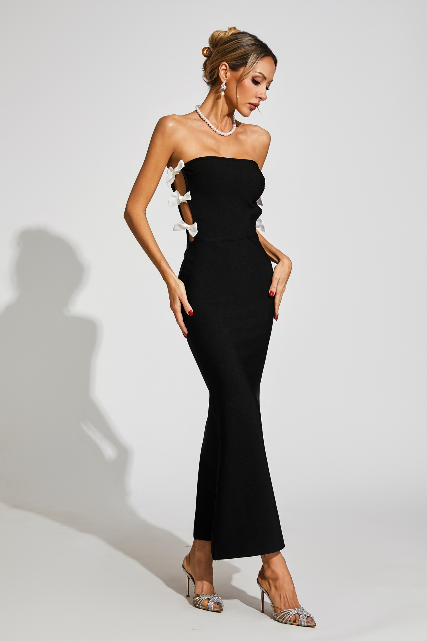 Barton Black Bow Tie Bandage Dress