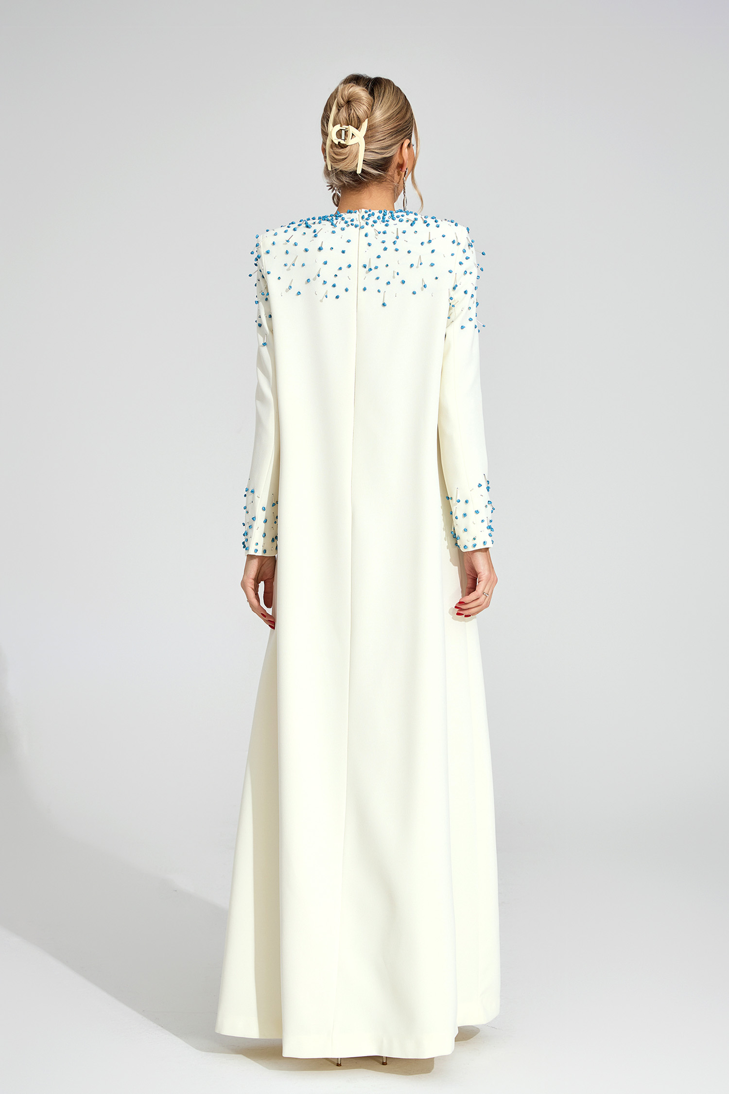 Beatrice  Apricot Beaded Maxi Dress