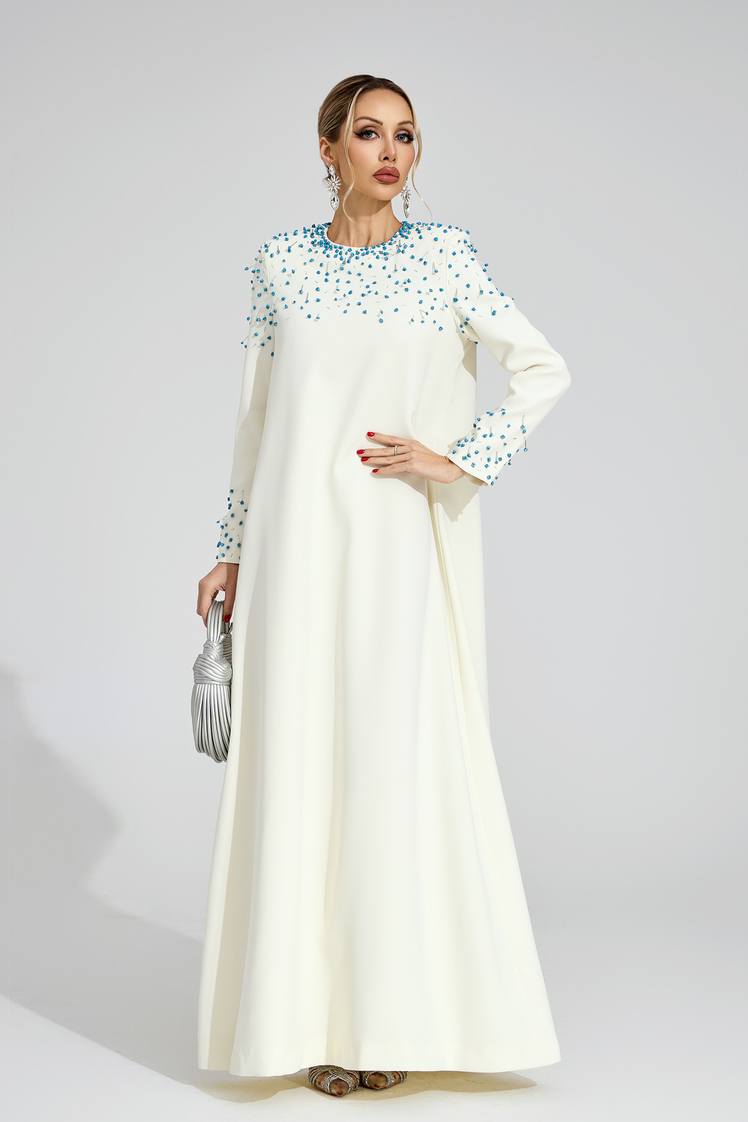 Beatrice  Apricot Beaded Maxi Dress