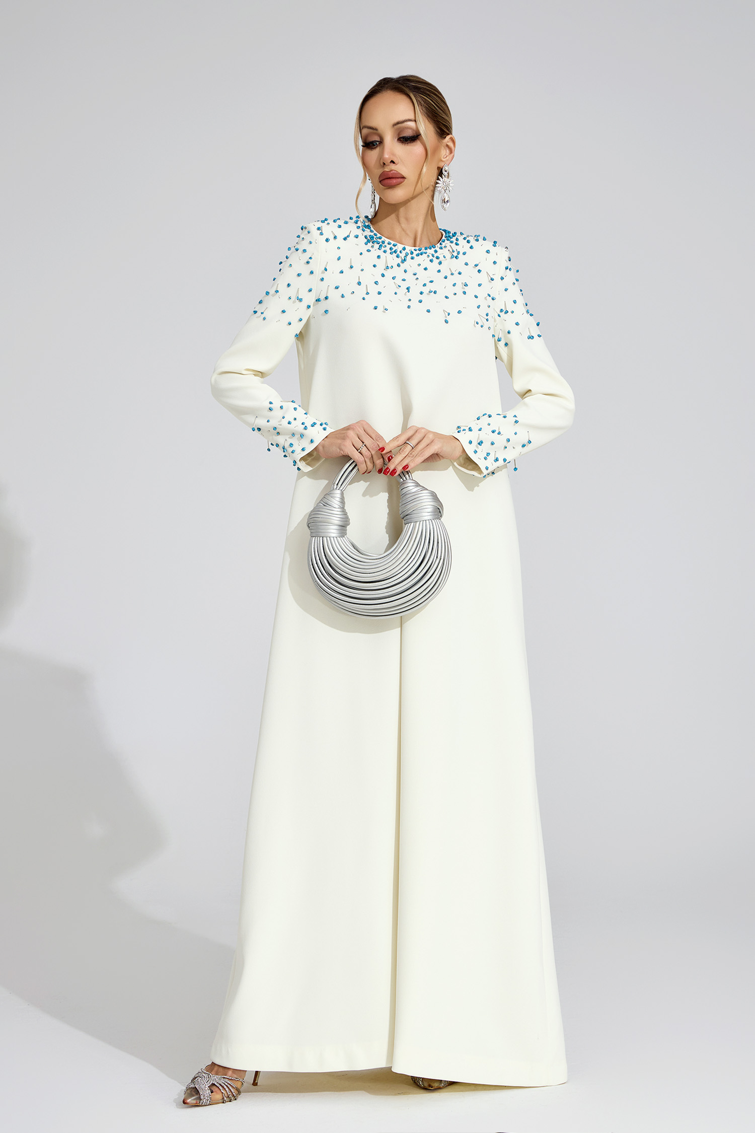 Beatrice  Apricot Beaded Maxi Dress