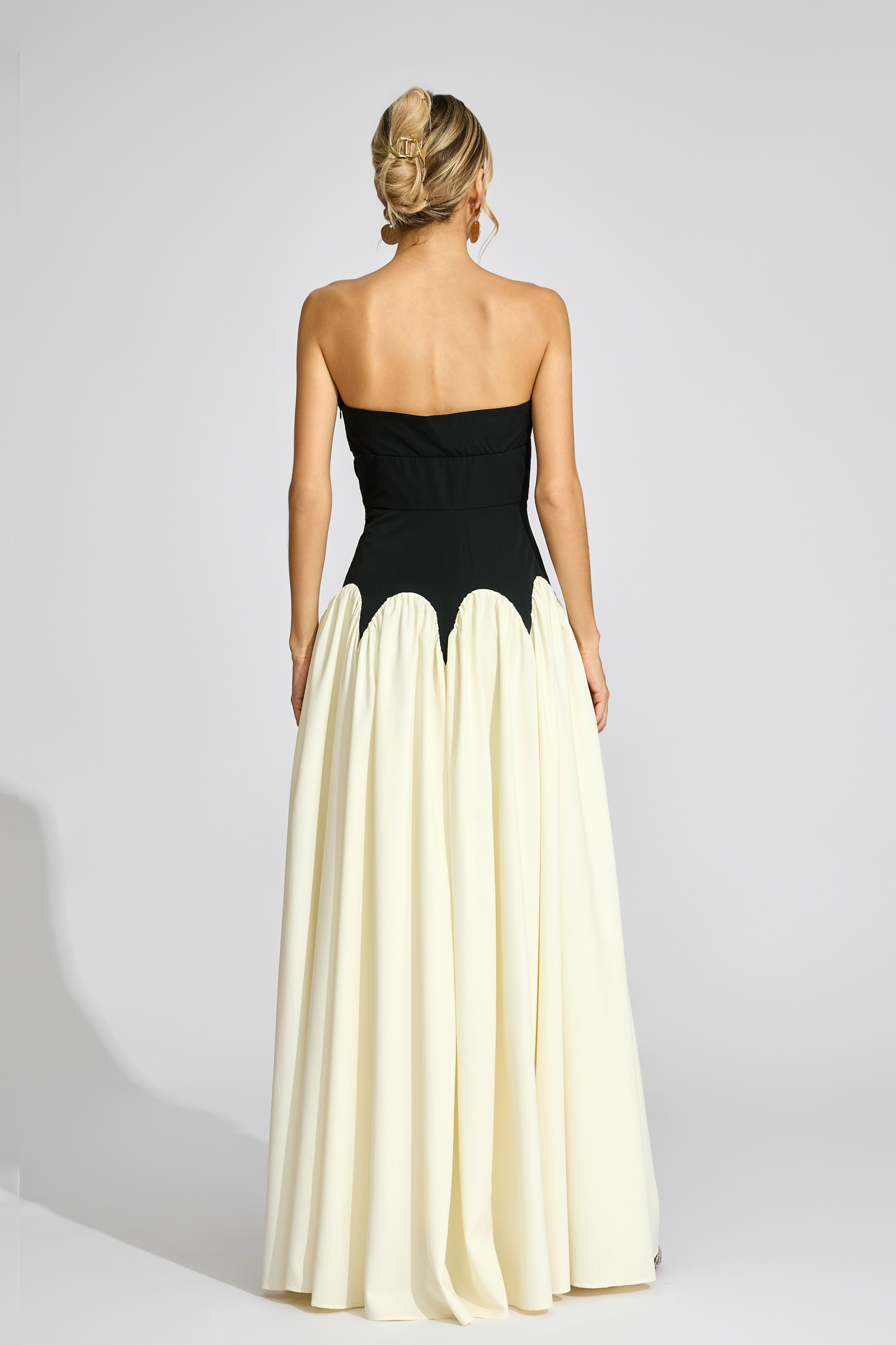 Beaufort Black White Contrast Strapless Dress