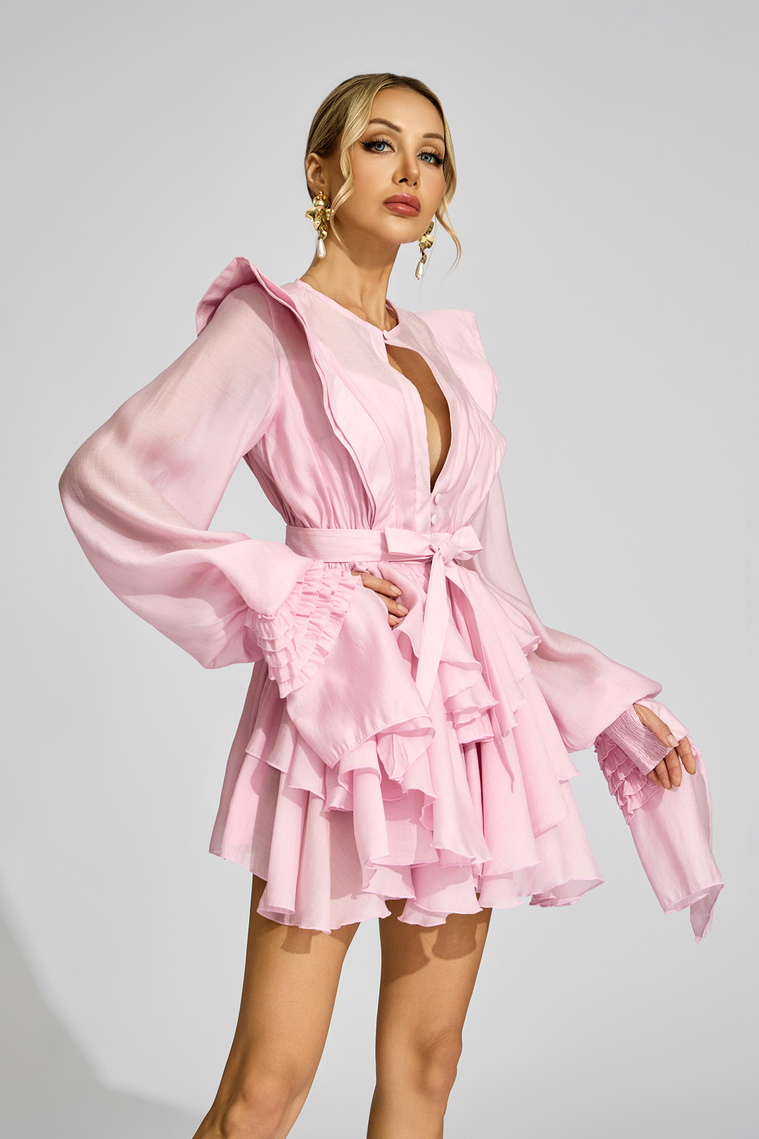 Beerbohm Pink Ruffled Dress