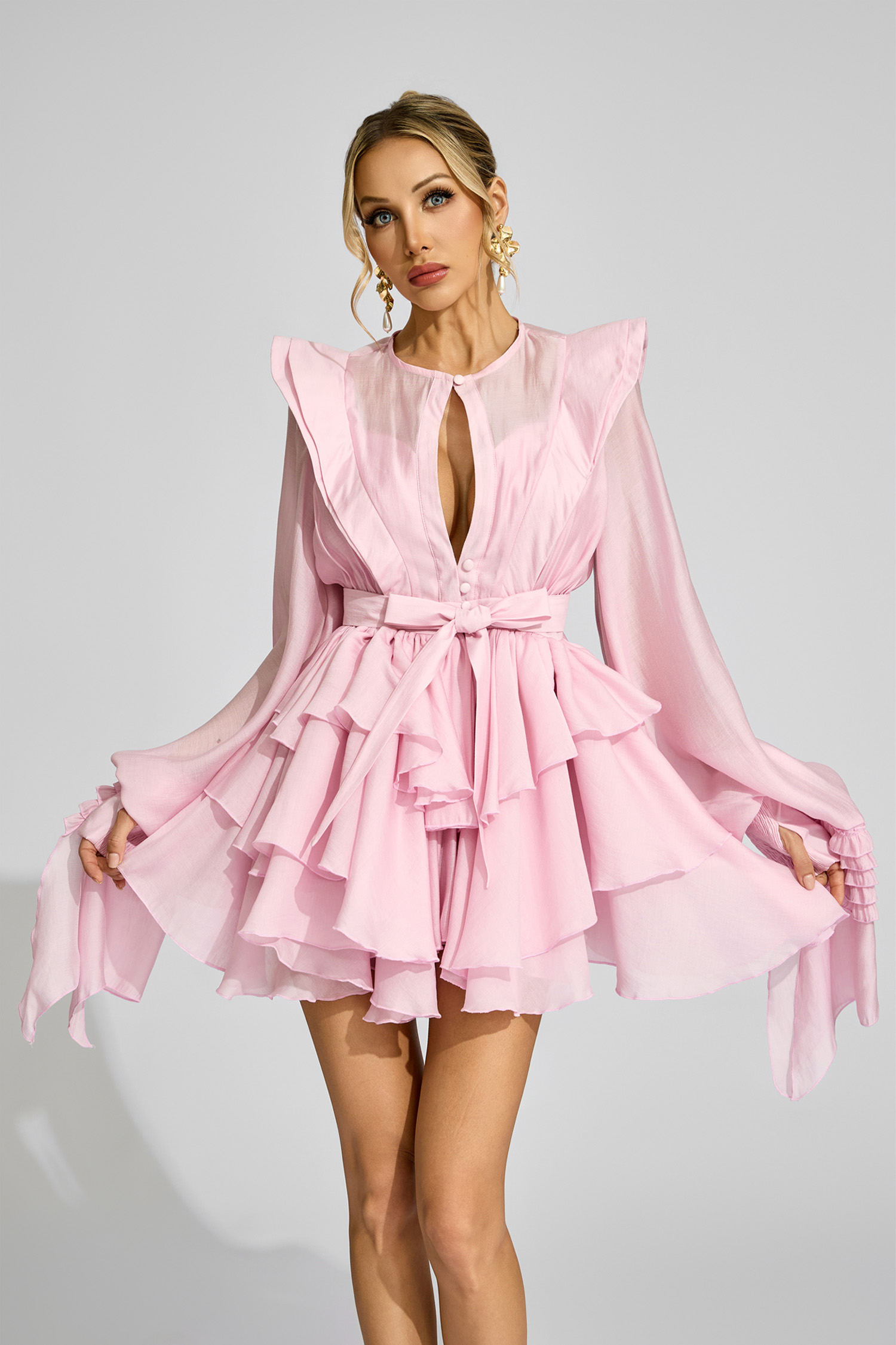 Beerbohm Pink Ruffled Dress