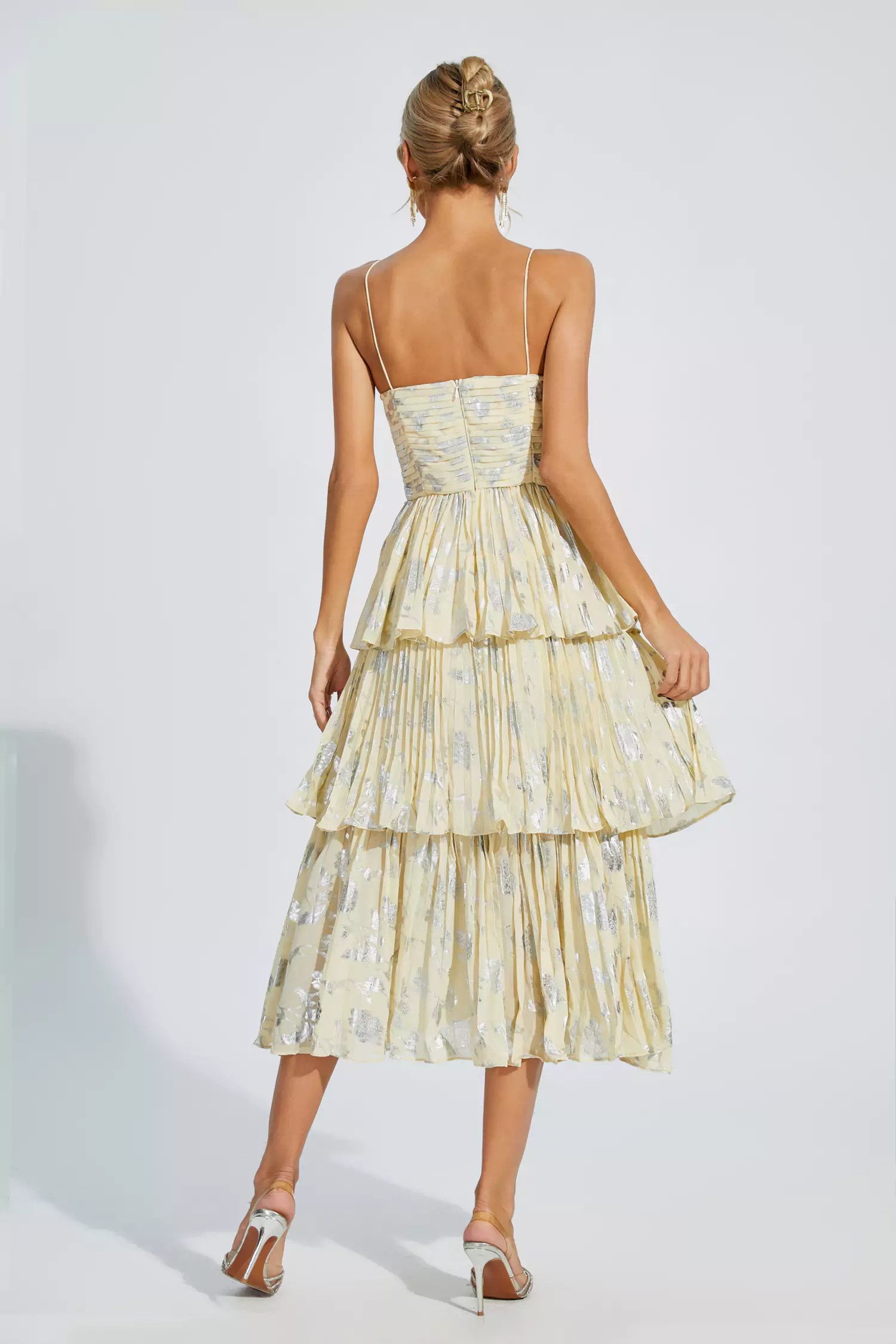 Bellamy Yellow Ruched Midi Slip Dress-CATCHALL