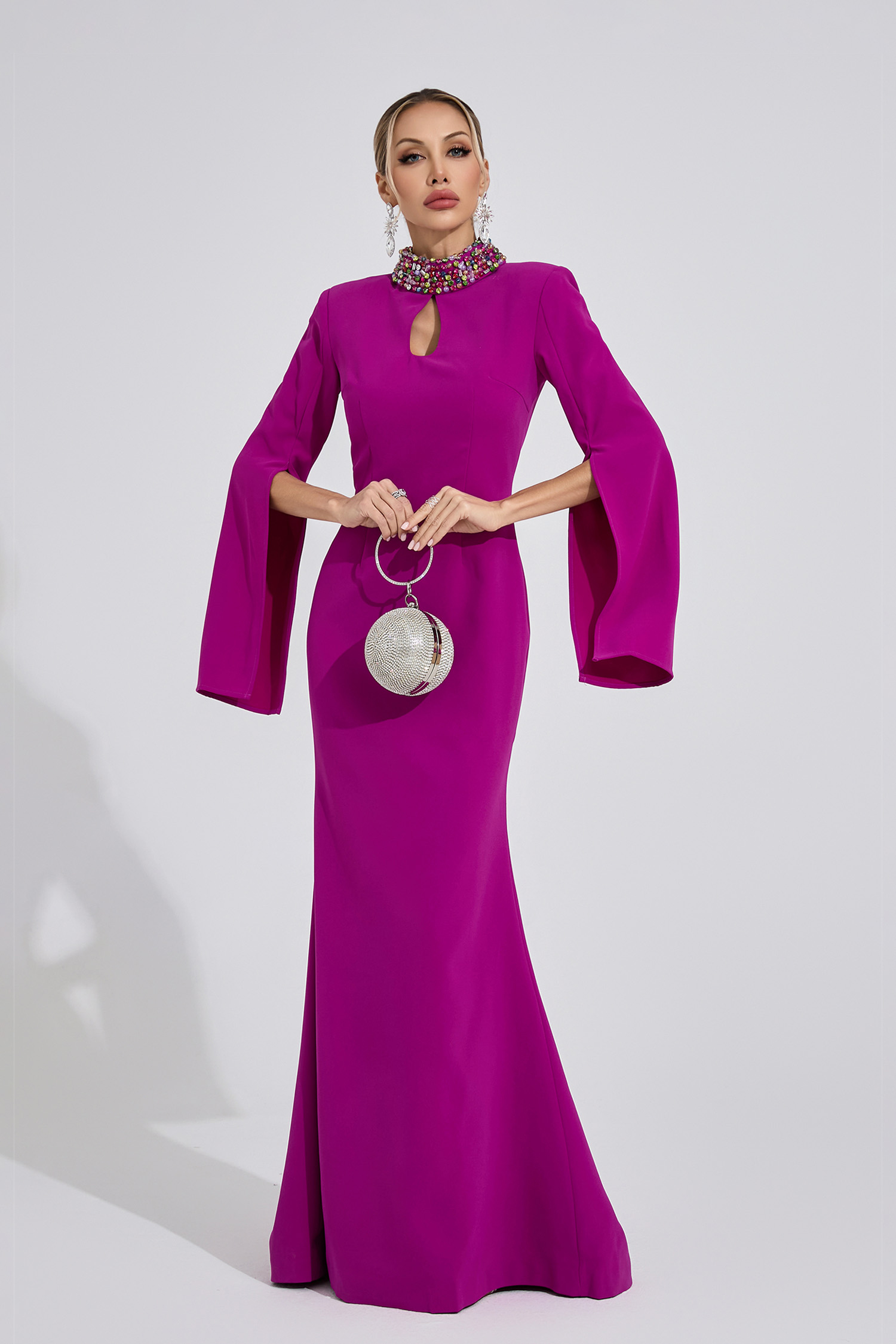 Bellatrix Purple Red Diamond Maxi Dress