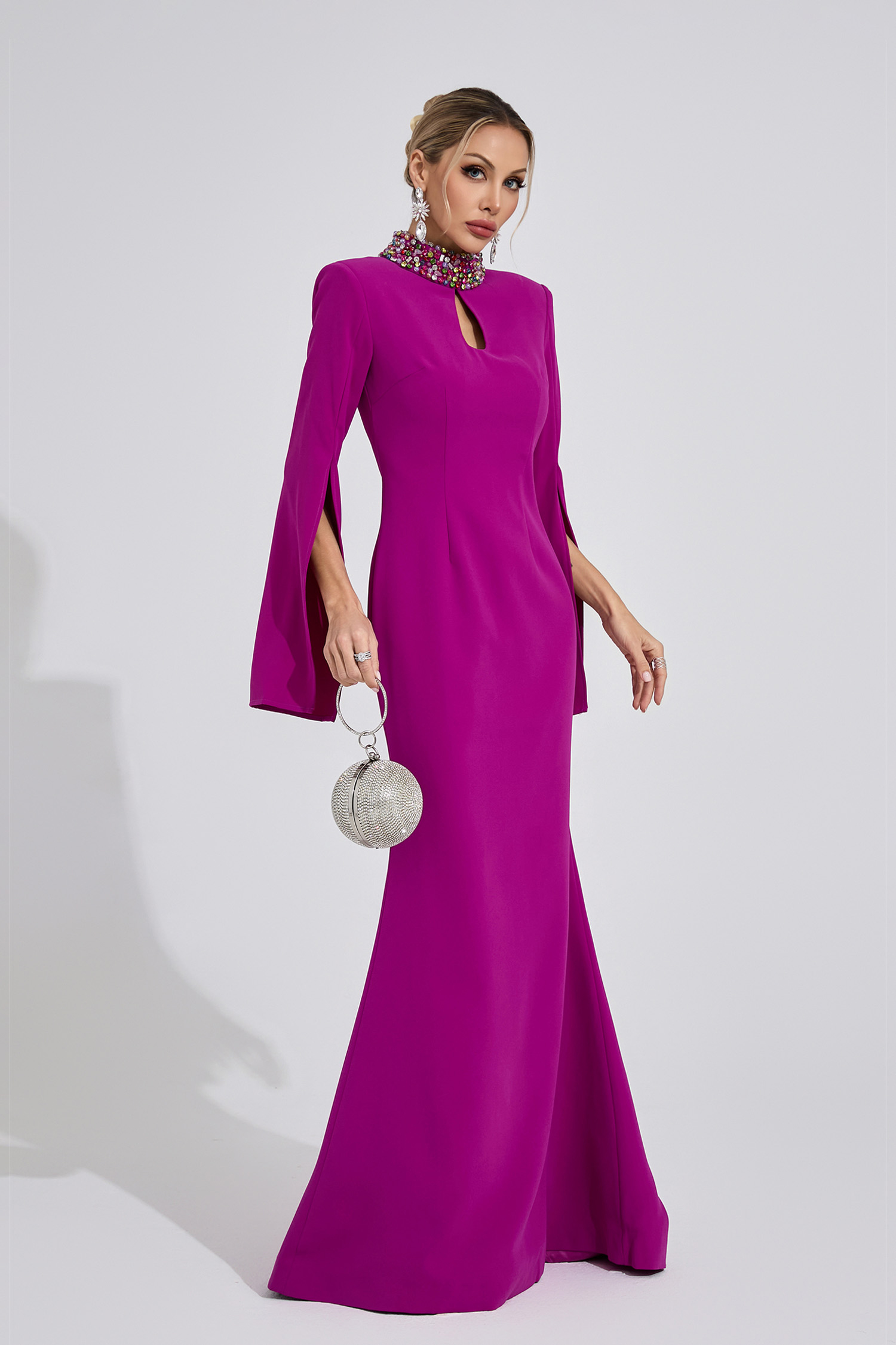 Bellatrix Purple Red Diamond Maxi Dress