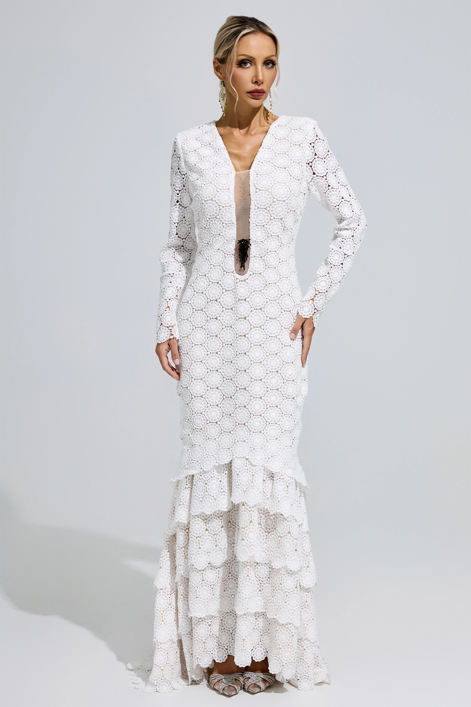 Berthe White Lace Mermaid Dress
