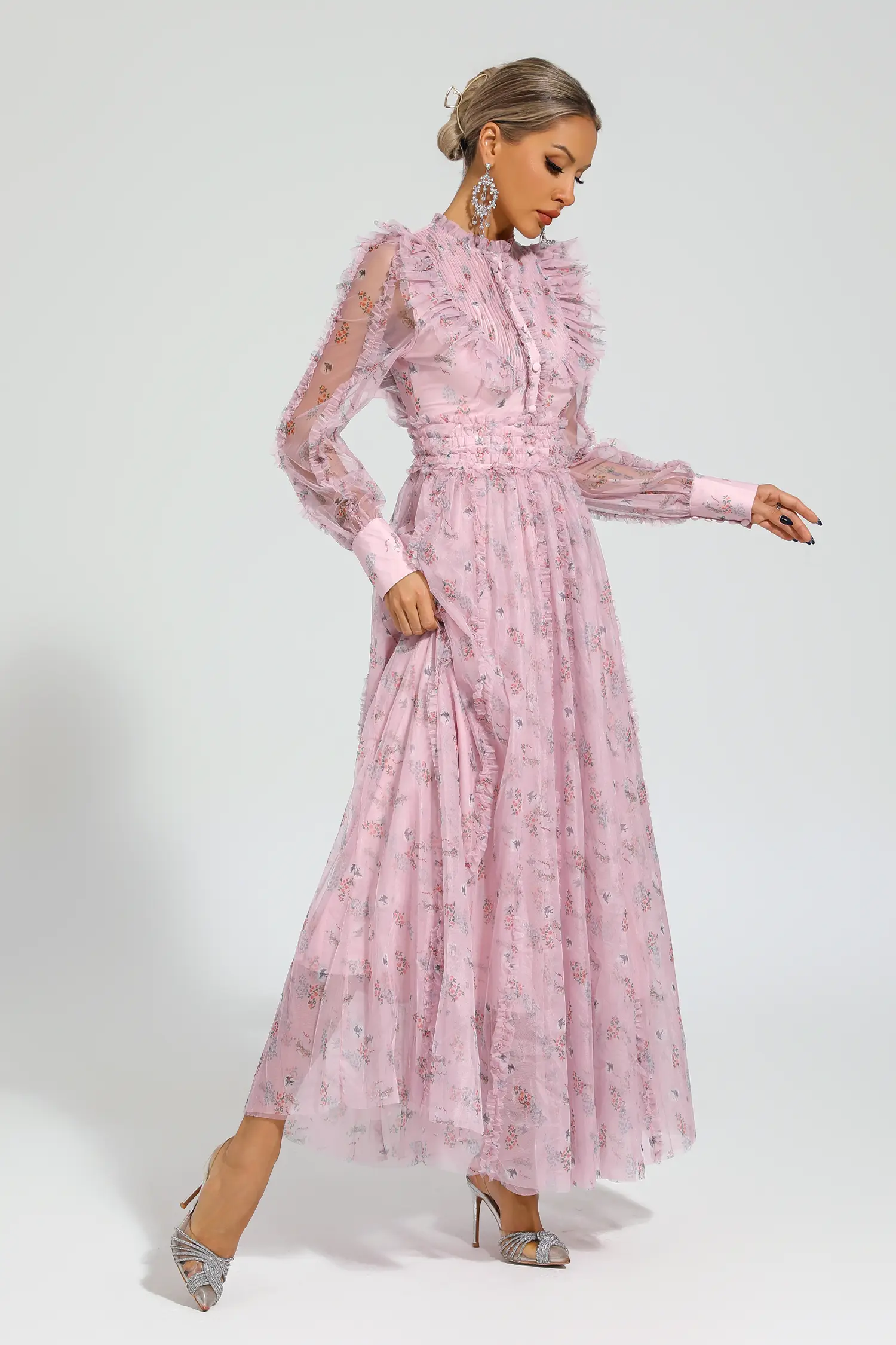 Beryl Pink Floral Long Sleeve Dress-CATCHALL