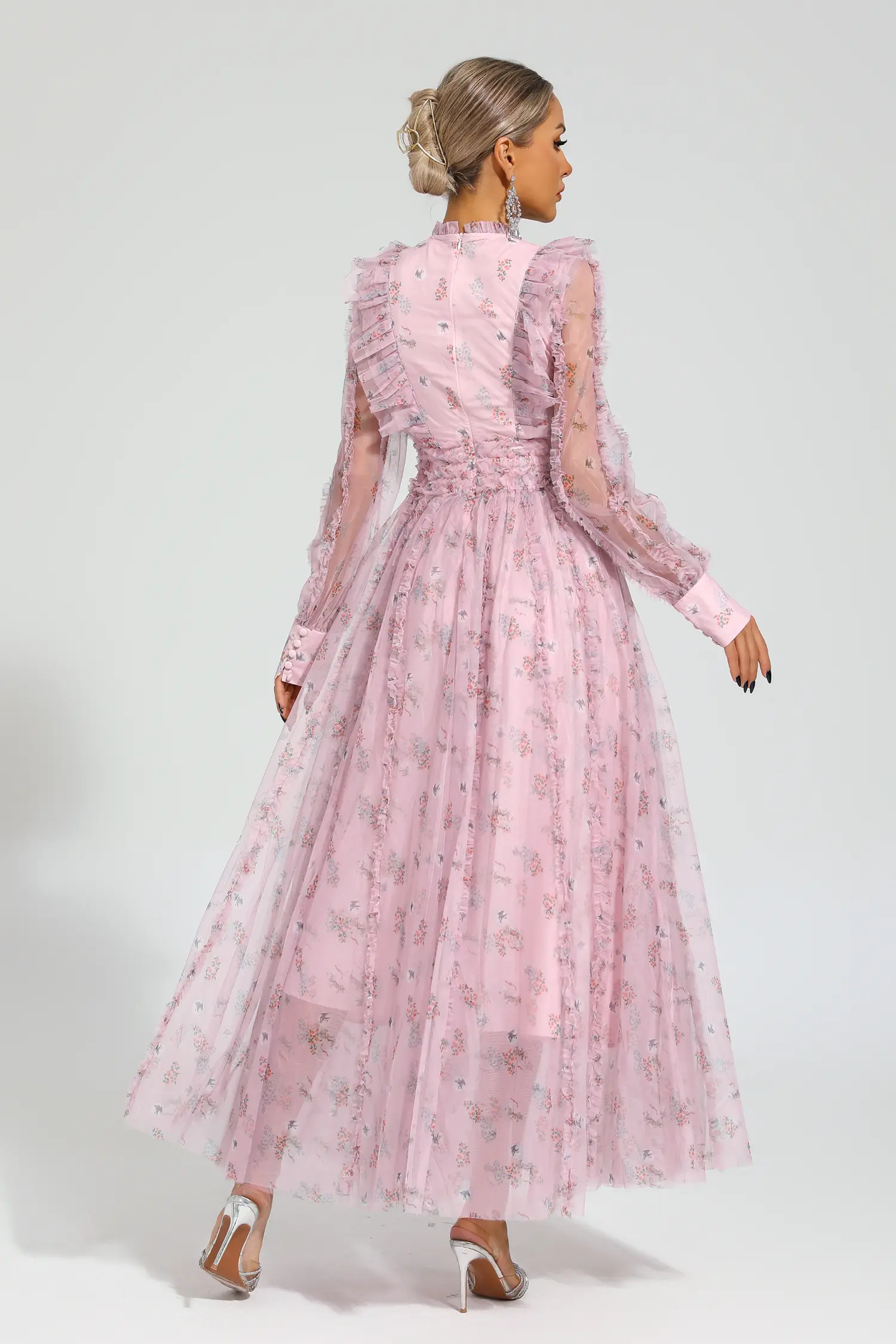 Beryl Pink Floral Long Sleeve Dress-CATCHALL