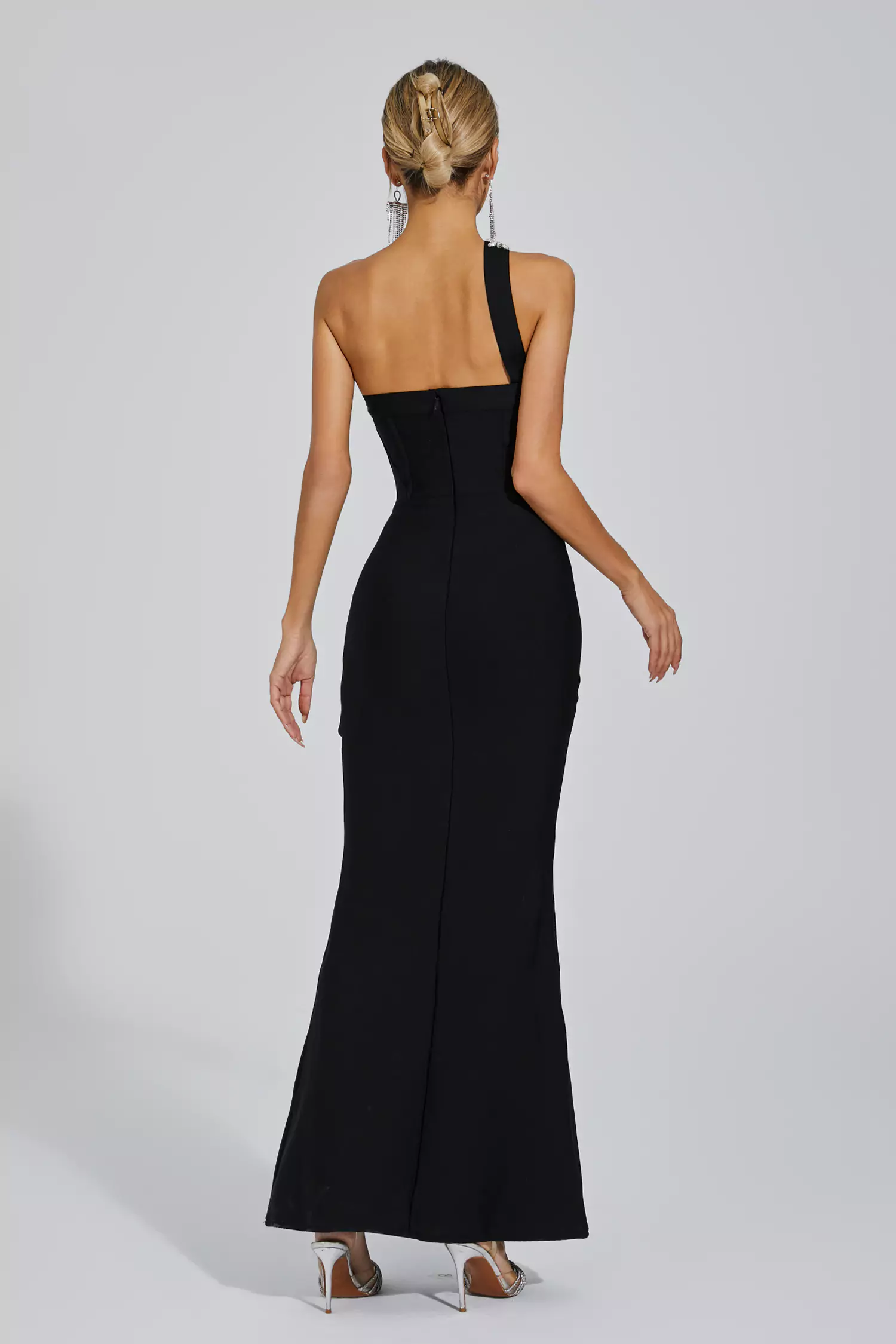 Billie Black One-shoulder Bandage Dress-CATCHALL