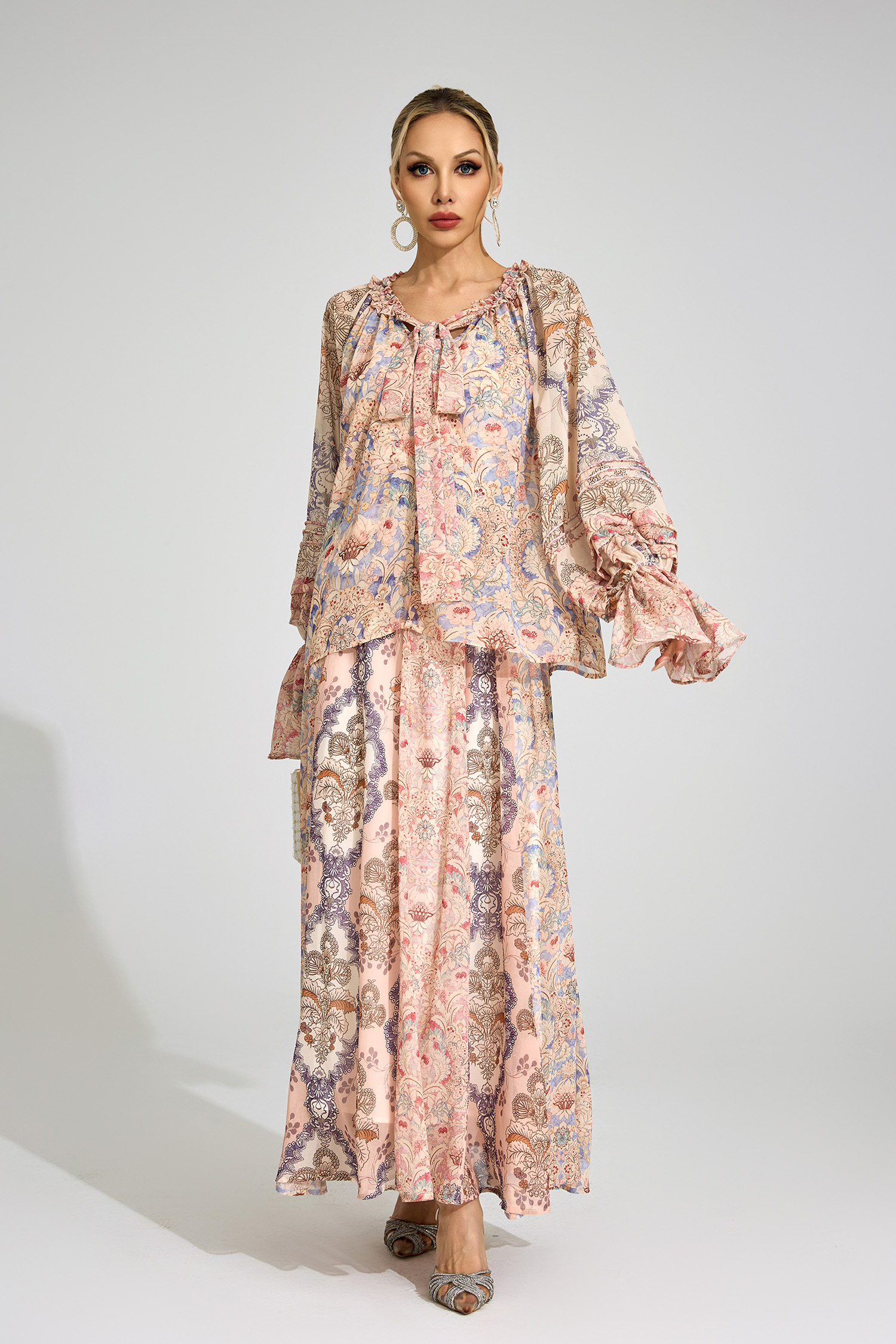 Birgit Pink Printed Set