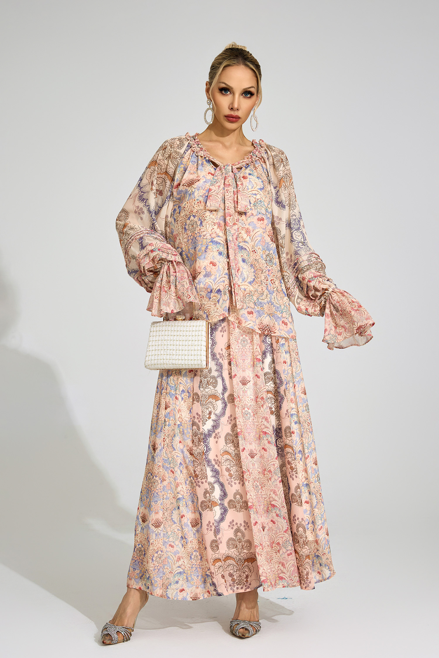 Birgit Pink Printed Set