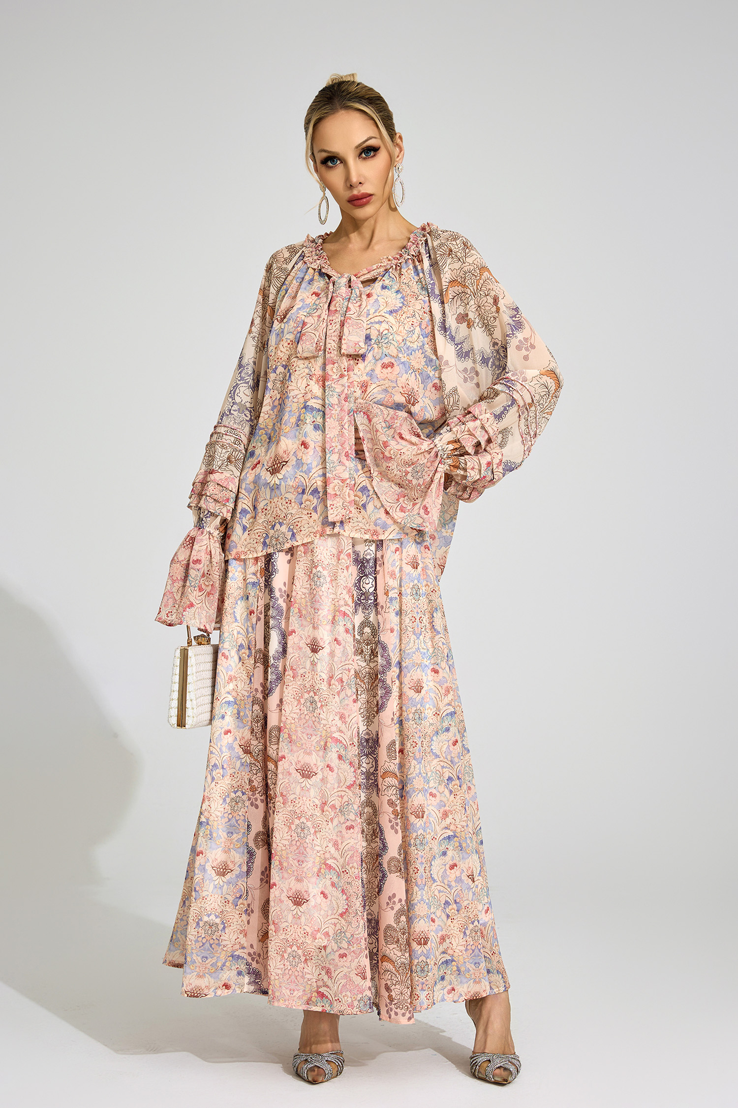 Birgit Pink Printed Set