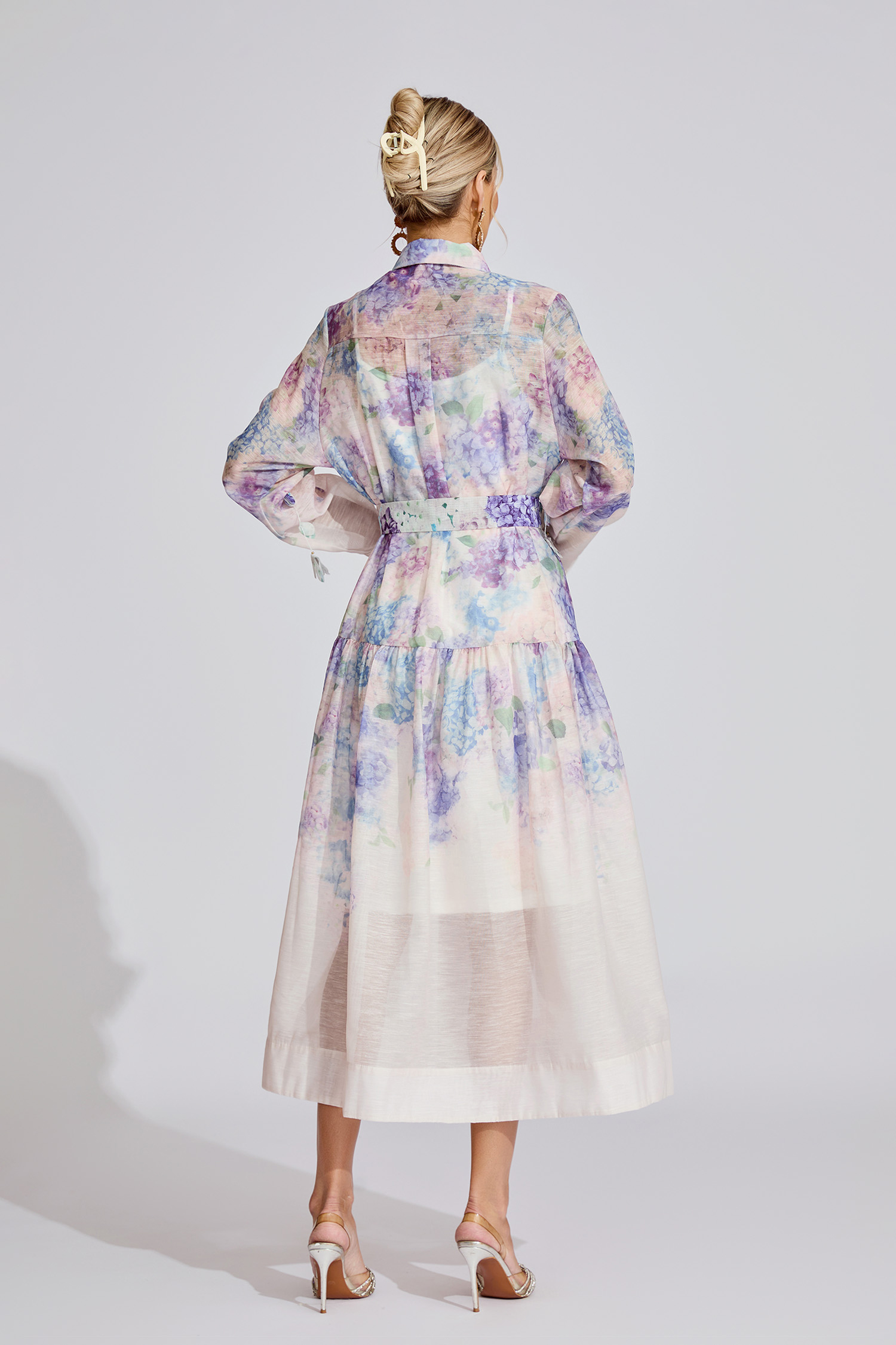 Blair  Purple Printed Long Sleeve Dress