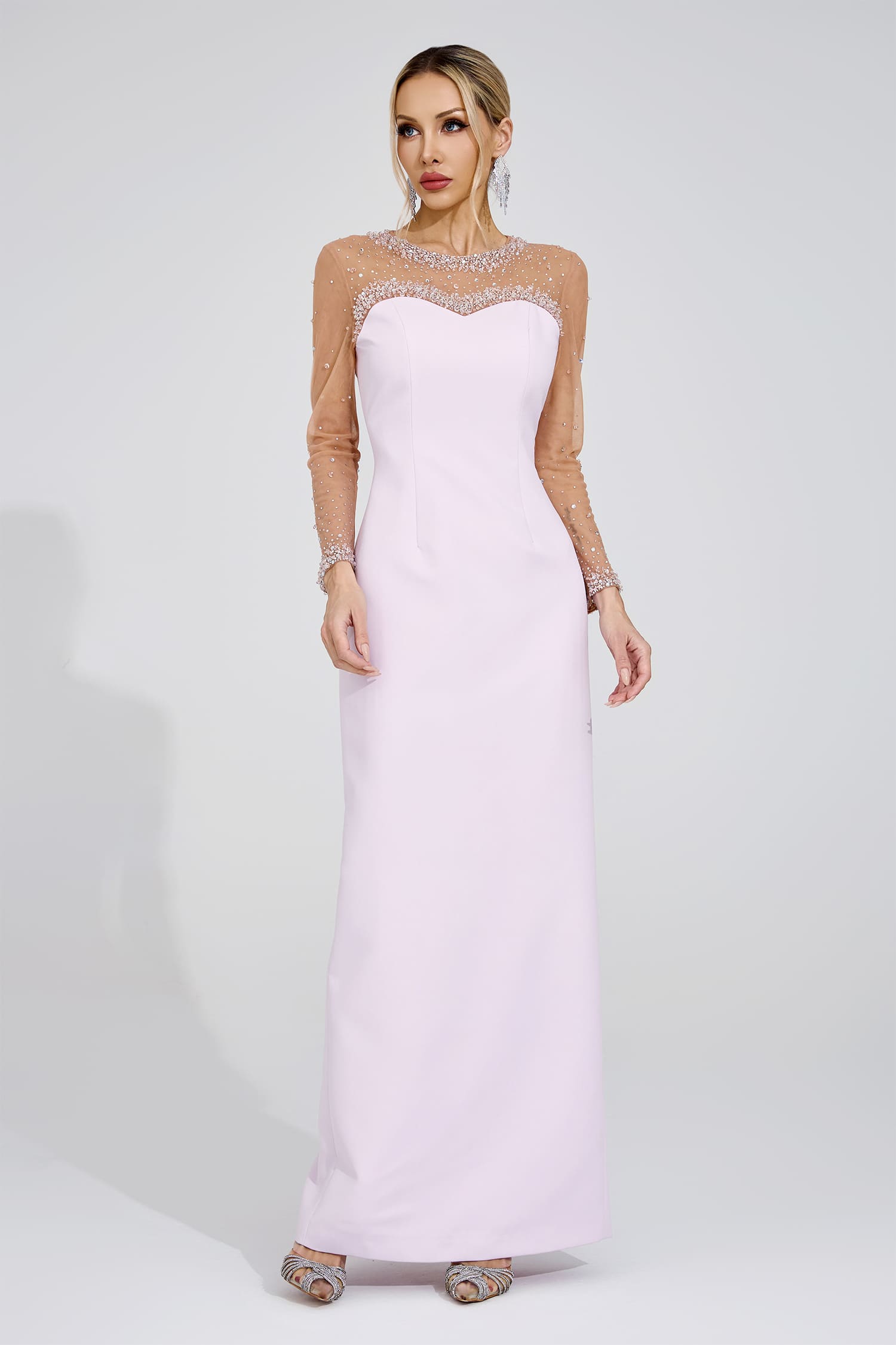 Bodil Pink Sheer Maxi Dress