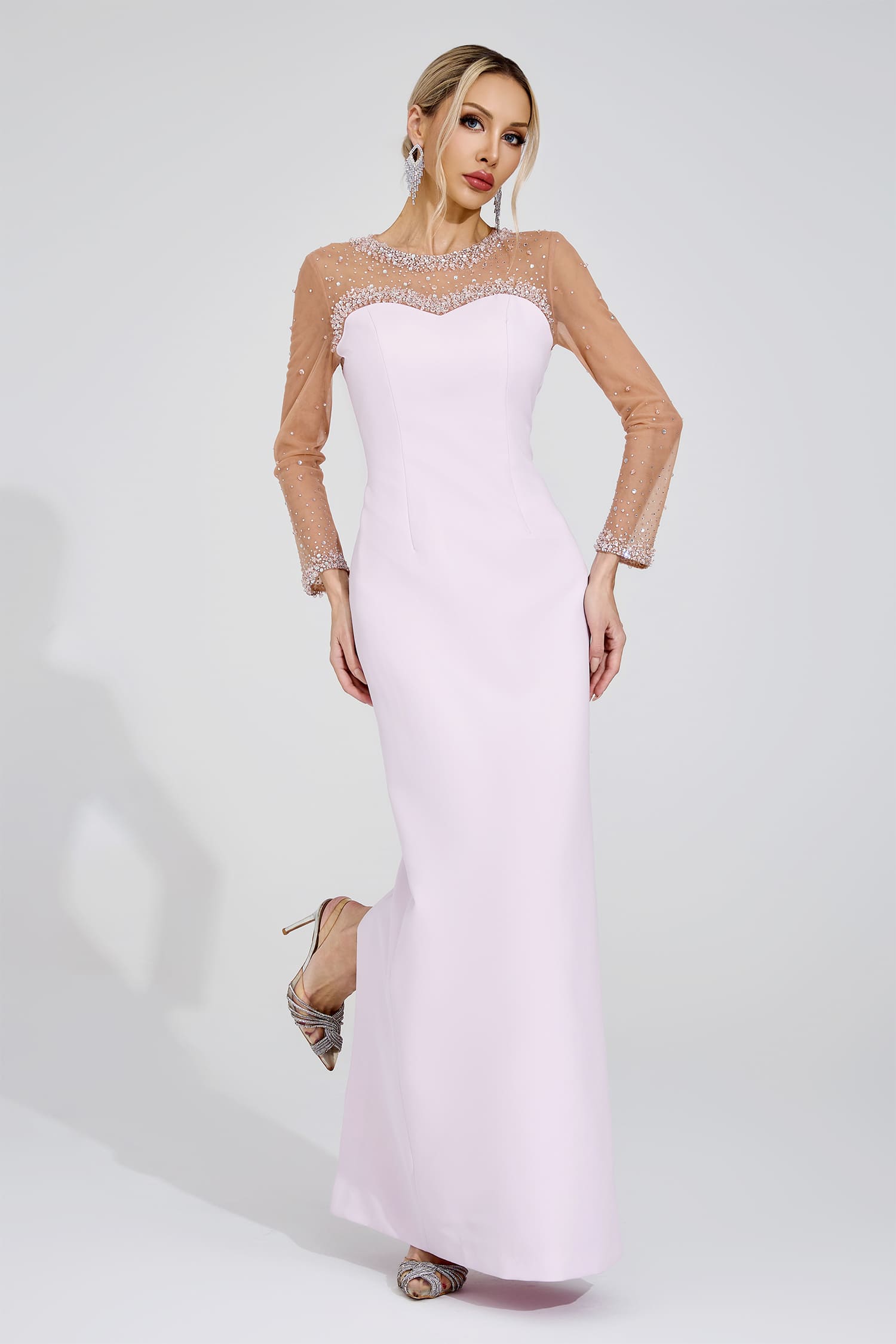 Bodil Pink Sheer Maxi Dress